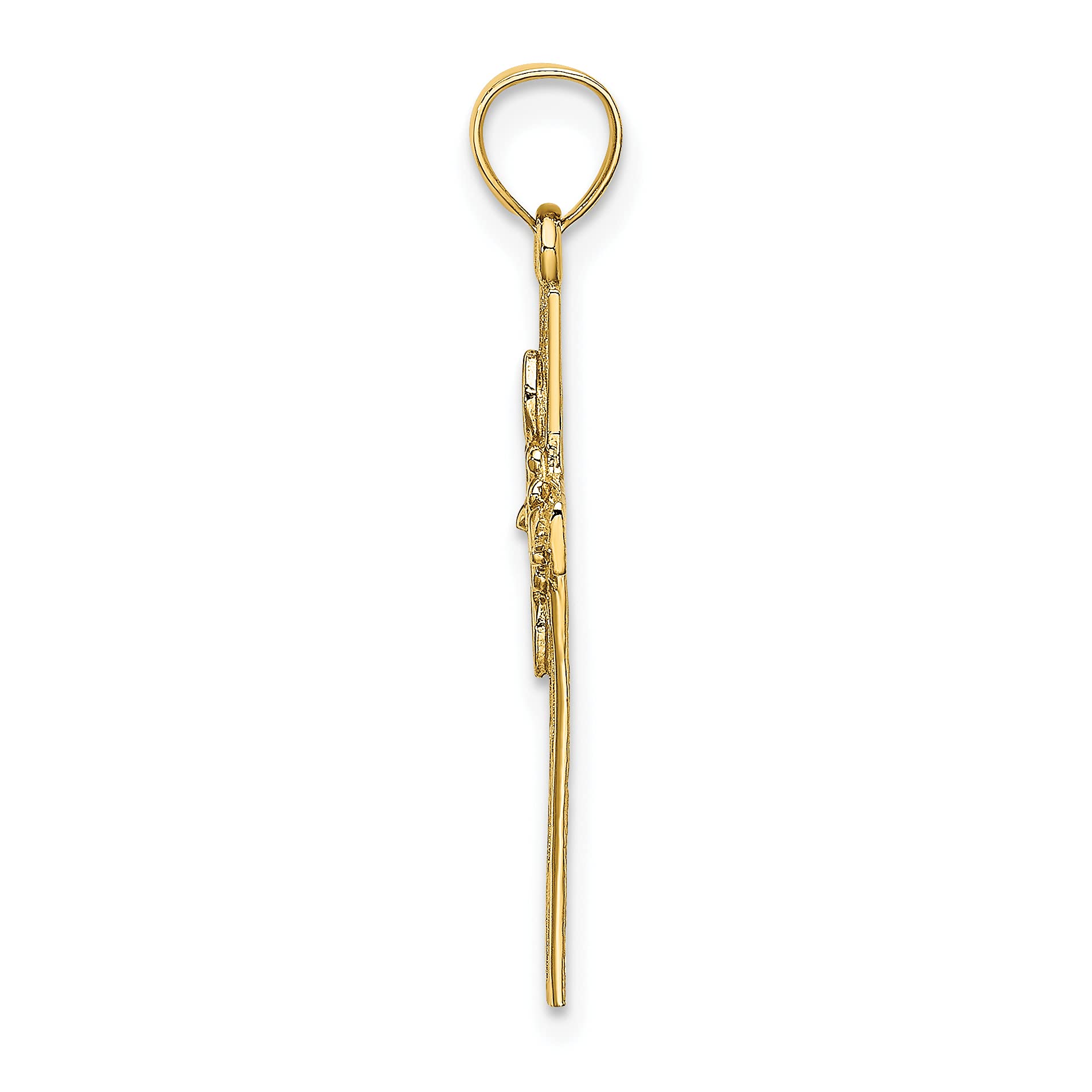14K Solid Yellow Gold Latin Mexican Holy Cross Flower Necklace - Religious Chain Pendant with Jesus Christ Charm - Perfect for Baptism, First Communion & Spiritual Gifts