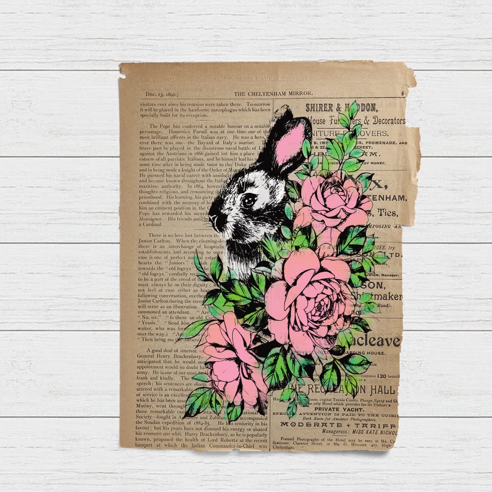 Easter Rabbit Clear Stamps for Card Making, Scrapbooking, DIY Decorations - Spring Rose Flower Embossing Stamps for Album Crafts, Easter Party Decor, Home & Gift Wrapping Scenes