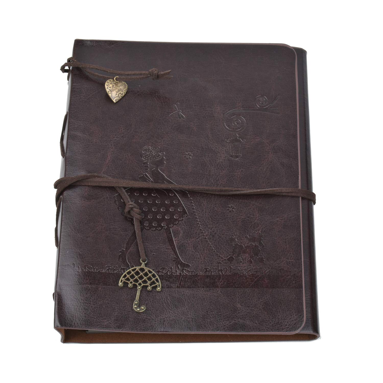 Vintage Leather Photo Album for Girls - 30 Sheet DIY Scrapbook with Self-Adhesive Stickers, Wedding Guest Book, Valentine's Day Gift | Perfect for Memory Keeping, Travel Journals & Special Occasions