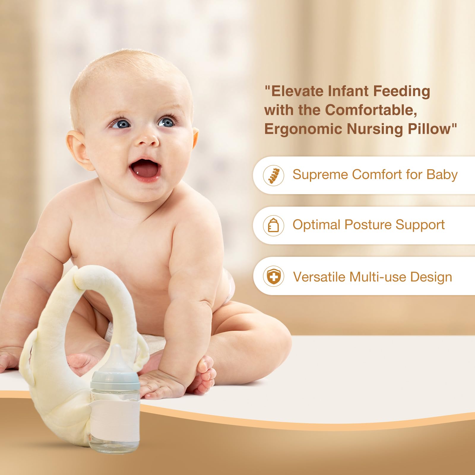 **Adjustable Baby Bottle Holder & Nursing Pillow Support - Hands-Free Self-Feeding Bottle Holder for Newborns & Infants - Essential Baby Feeding Accessory for Crib, Stroller & Travel**