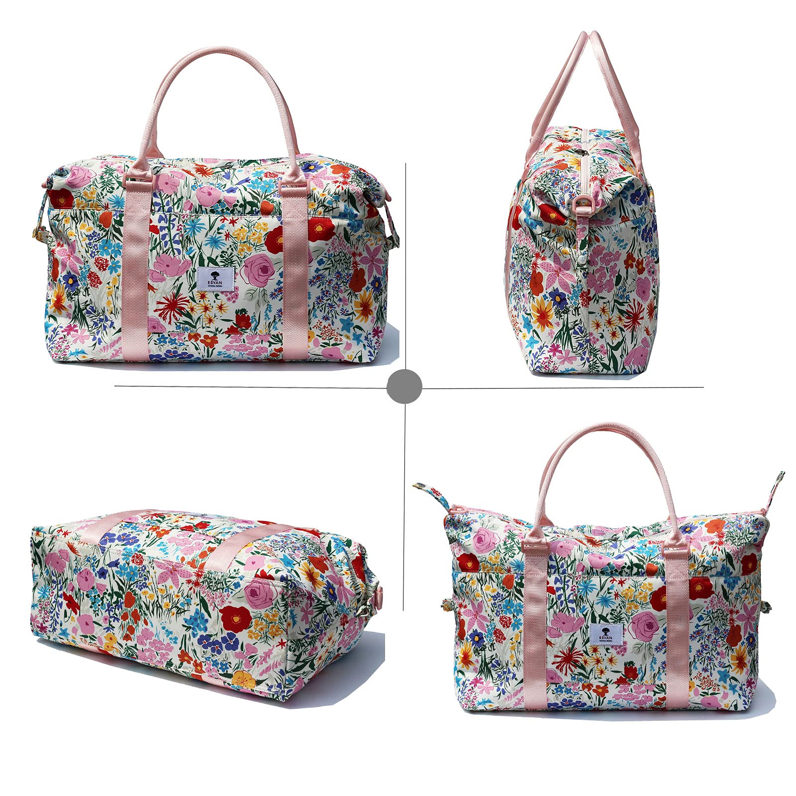 ESVAN Travel Tote Duffel Gym Bag - Waterproof Wet Pocket & Trolley Sleeve - Perfect for Weekend Getaways, Gym Workouts & Airplane Carry-On Luggage