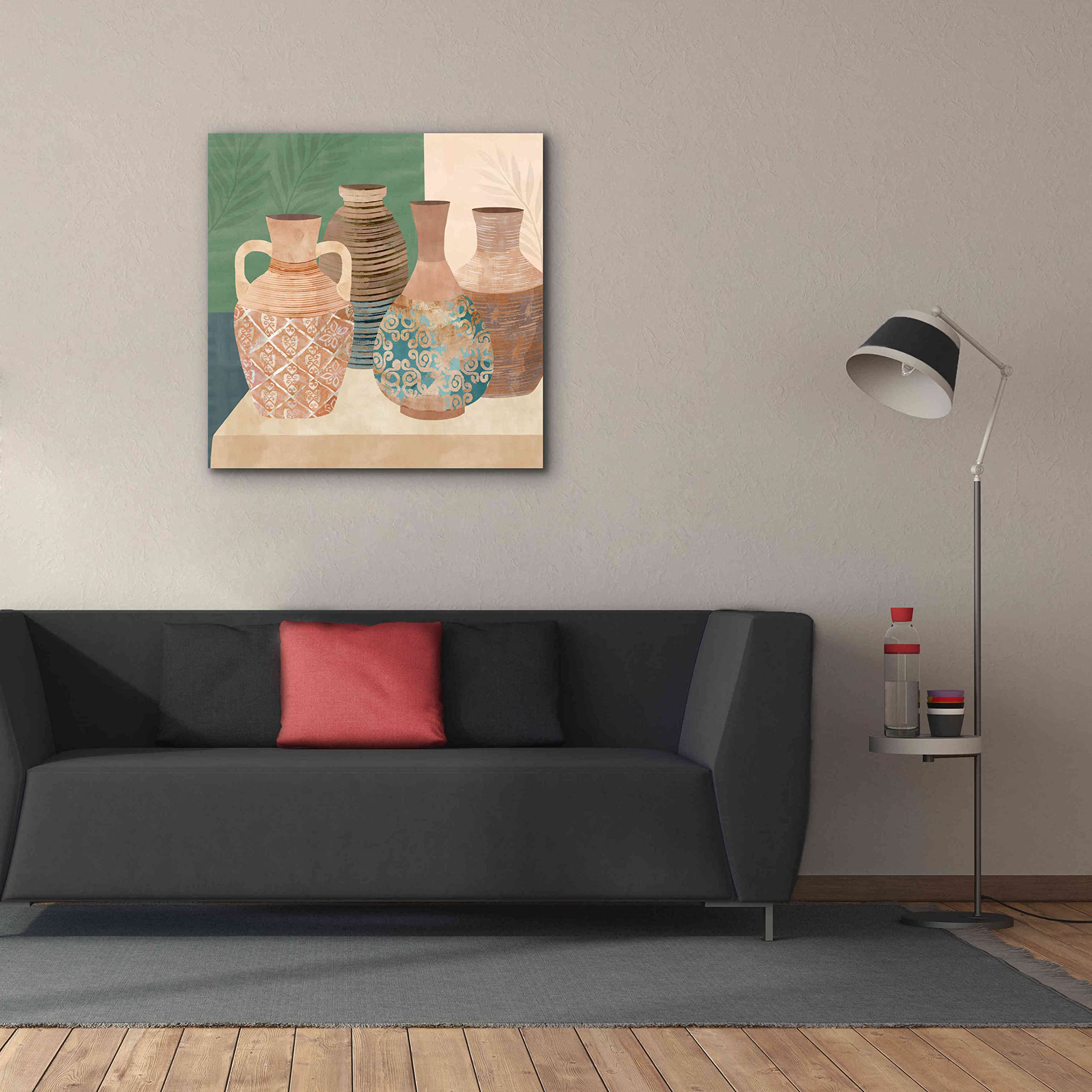 Epic Graffiti 'Earthenware Pots III' by Flora Kouta - 37x37 Inch Giclee Canvas Wall Art Print - Modern Abstract Home Decor for Living Room, Bedroom & Office