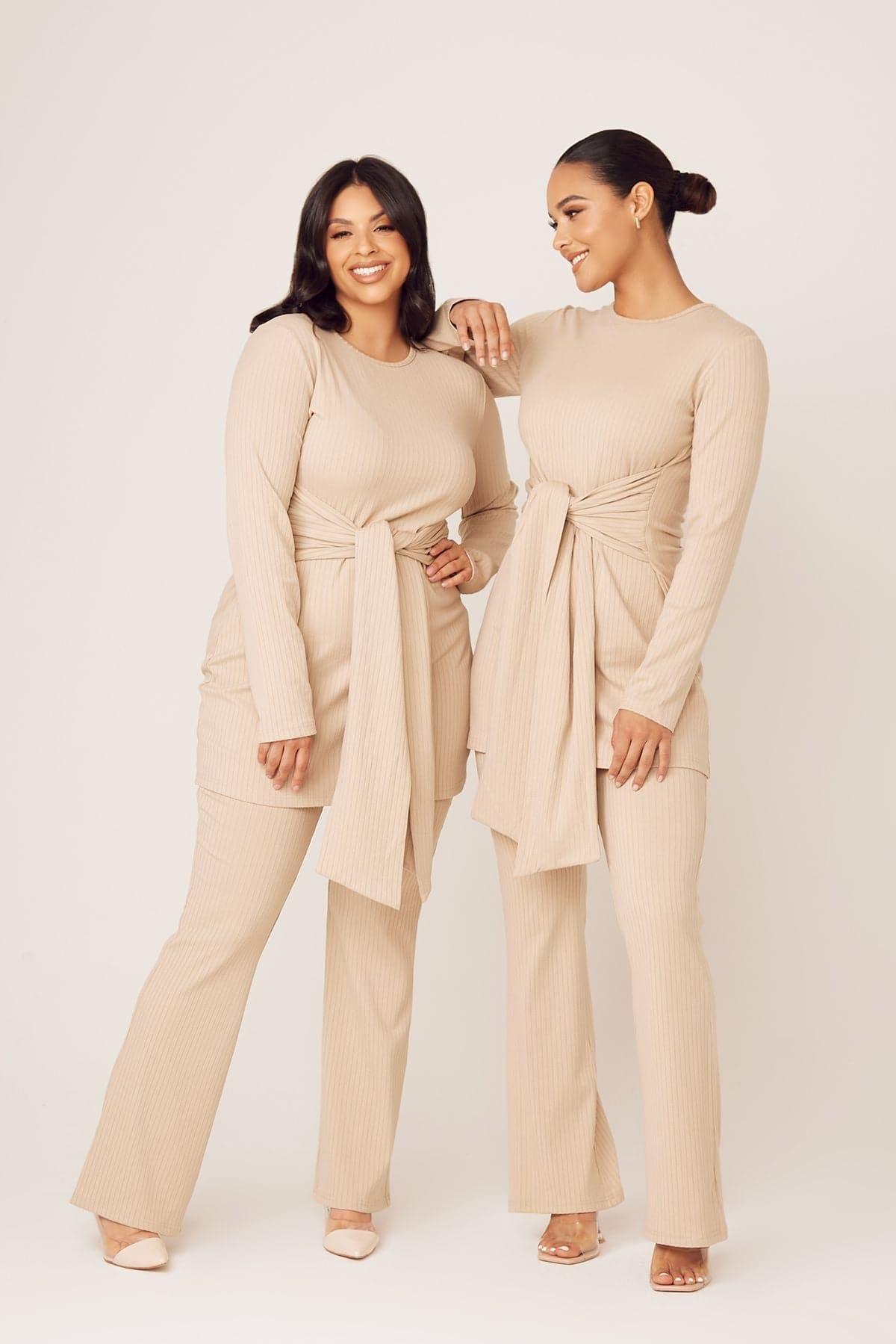 Amara 2-Piece Matching Lounge Set for Women - Soft & Comfortable Stone Color Pajama Set - Perfect for Relaxing at Home, Lounging, or Sleepwear