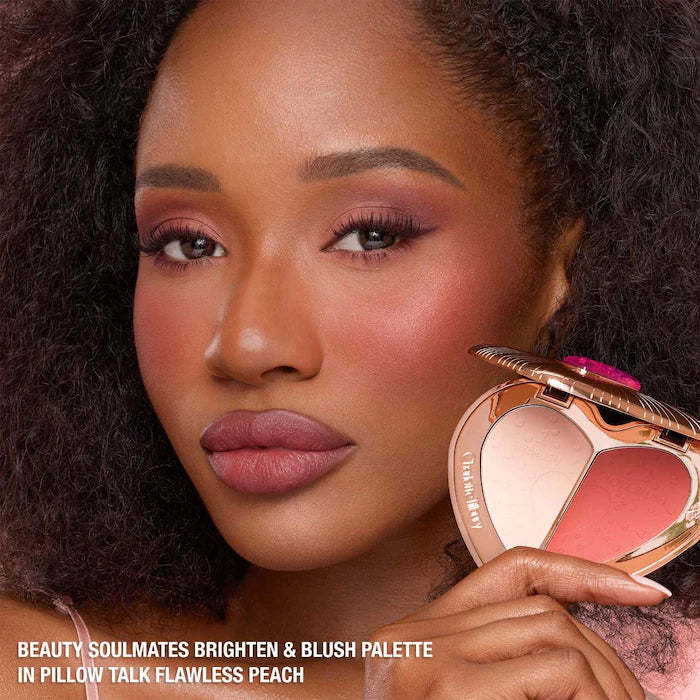 Charlotte Tilbury Pillow Talk Beauty Soulmates Airbrush Flawless Blush & Highlighter Duo - Natural Glow Makeup for Cheeks & Face - Perfect for Everyday Wear, Date Night & Special Occasions