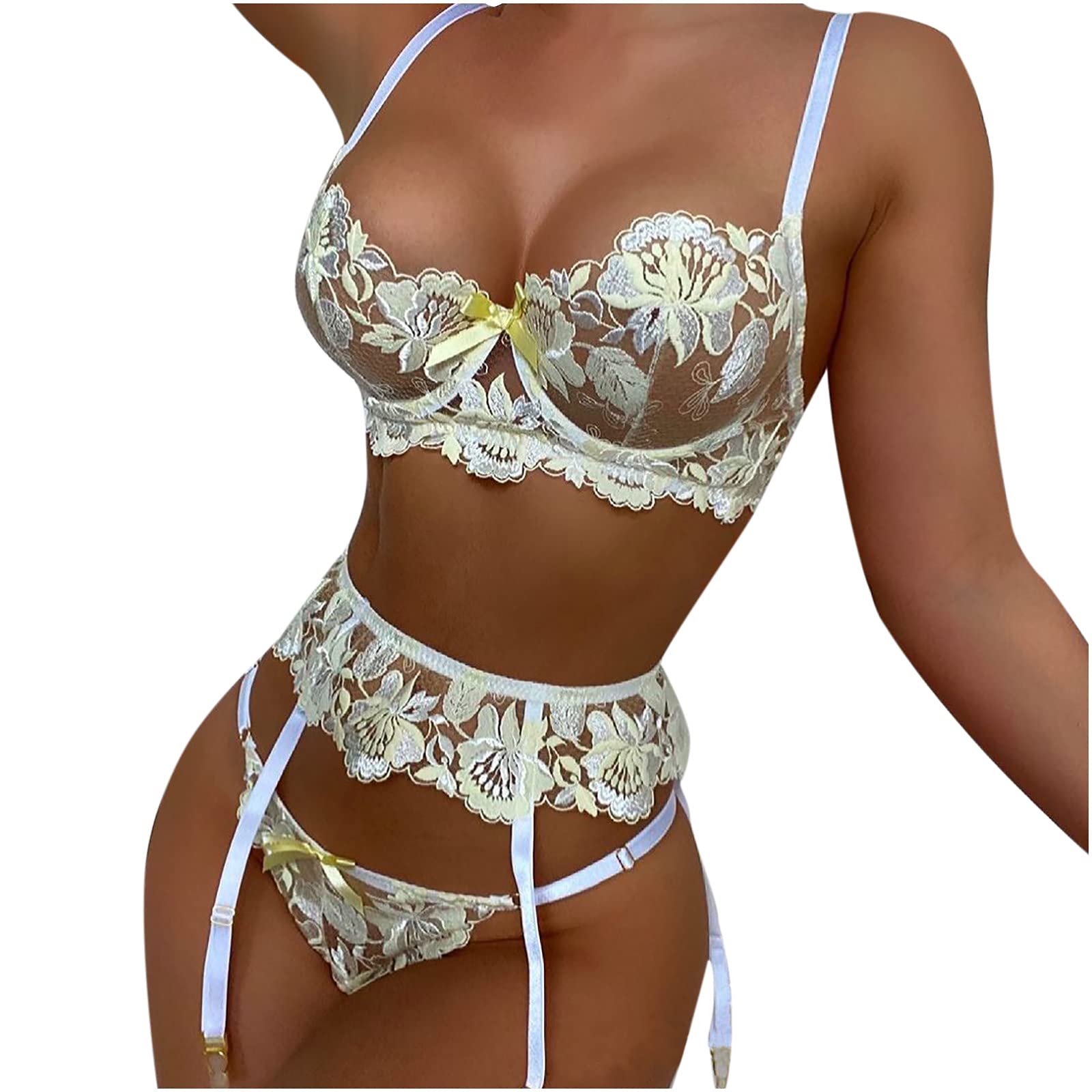 Sexy Lingerie Set for Women - Lace Teddy Babydoll with G-String & Garter Belt | Romantic Nightwear, Boudoir Photoshoot, Valentine's Gift, Honeymoon Outfit