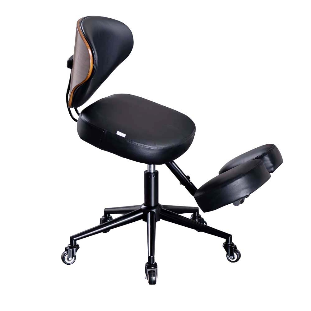 Ergonomic Kneeling Chair with Back Support - Adjustable Height & Angle Office Chair for Back Pain Relief - Posture Correcting Knee Stool for Home & Office Use - Black