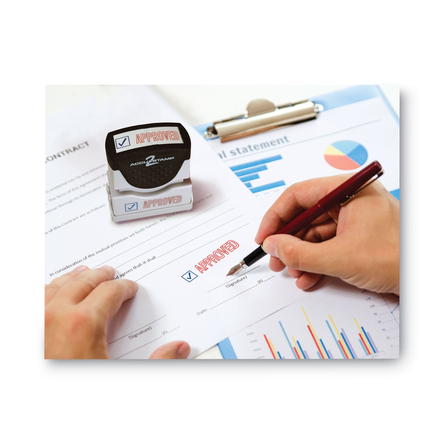 ACCUSTAMP2® Pre-Inked Shutter Stamp - Red & Blue Ink - 1.63