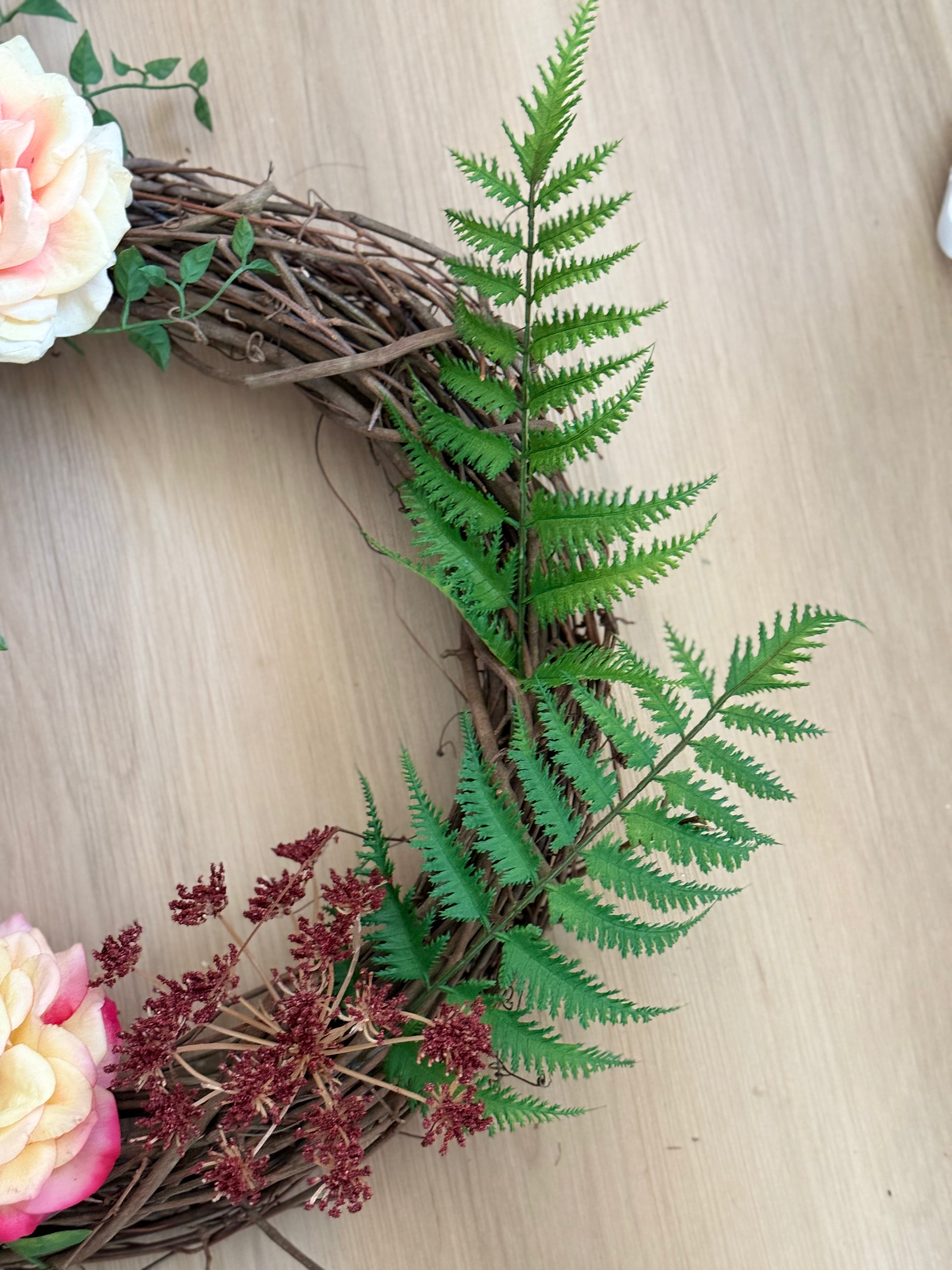 English Garden Wreath - Elegant Floral Door Decor for Spring & Summer | Perfect for Home, Wedding, and Party Decorations