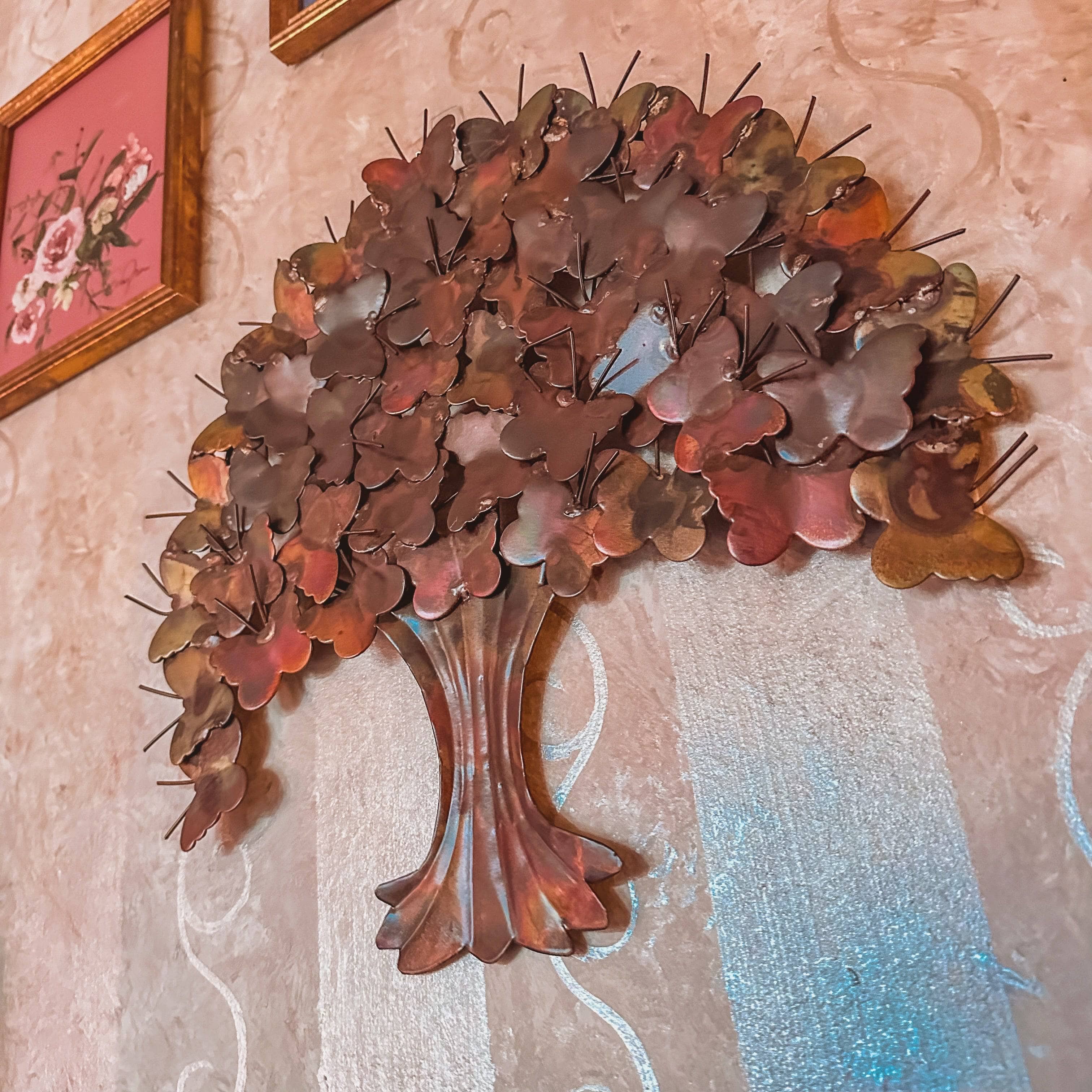 Butterfly Tree Wall Art - Handcrafted Flamed Wooden Wall Decor, 24 Inch - Perfect for Living Room, Bedroom & Nursery Decoration