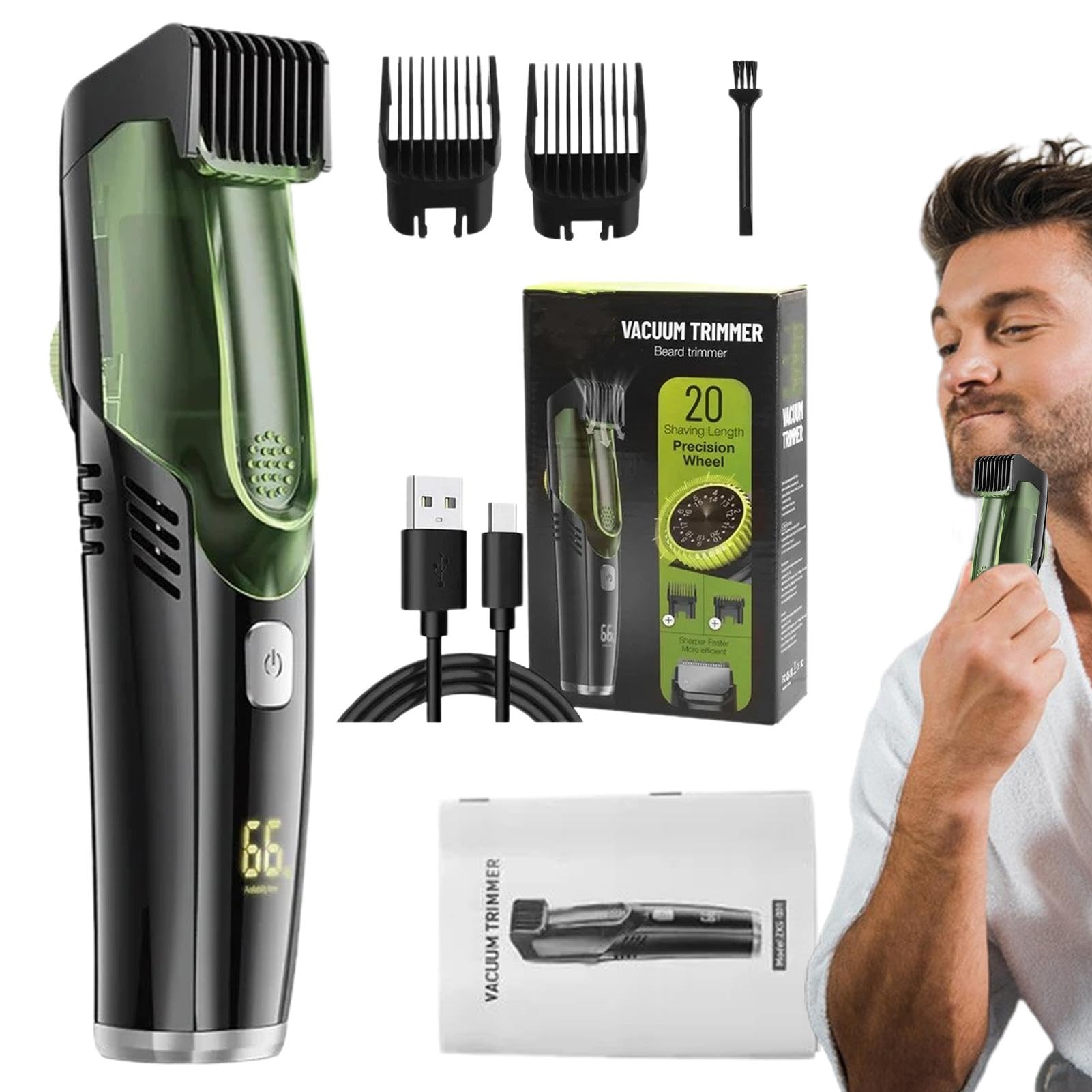 Rechargeable Electric Shaver for Men - IPX6 Waterproof Beard Trimmer with 2 Combs, Portable Cordless Mustache & Sideburn Groomer - Perfect for Travel, Home & Office Use