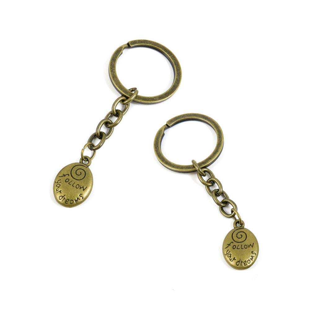 50 PCS Antique Bronze Keychains - Vintage Key Rings with Inspirational 