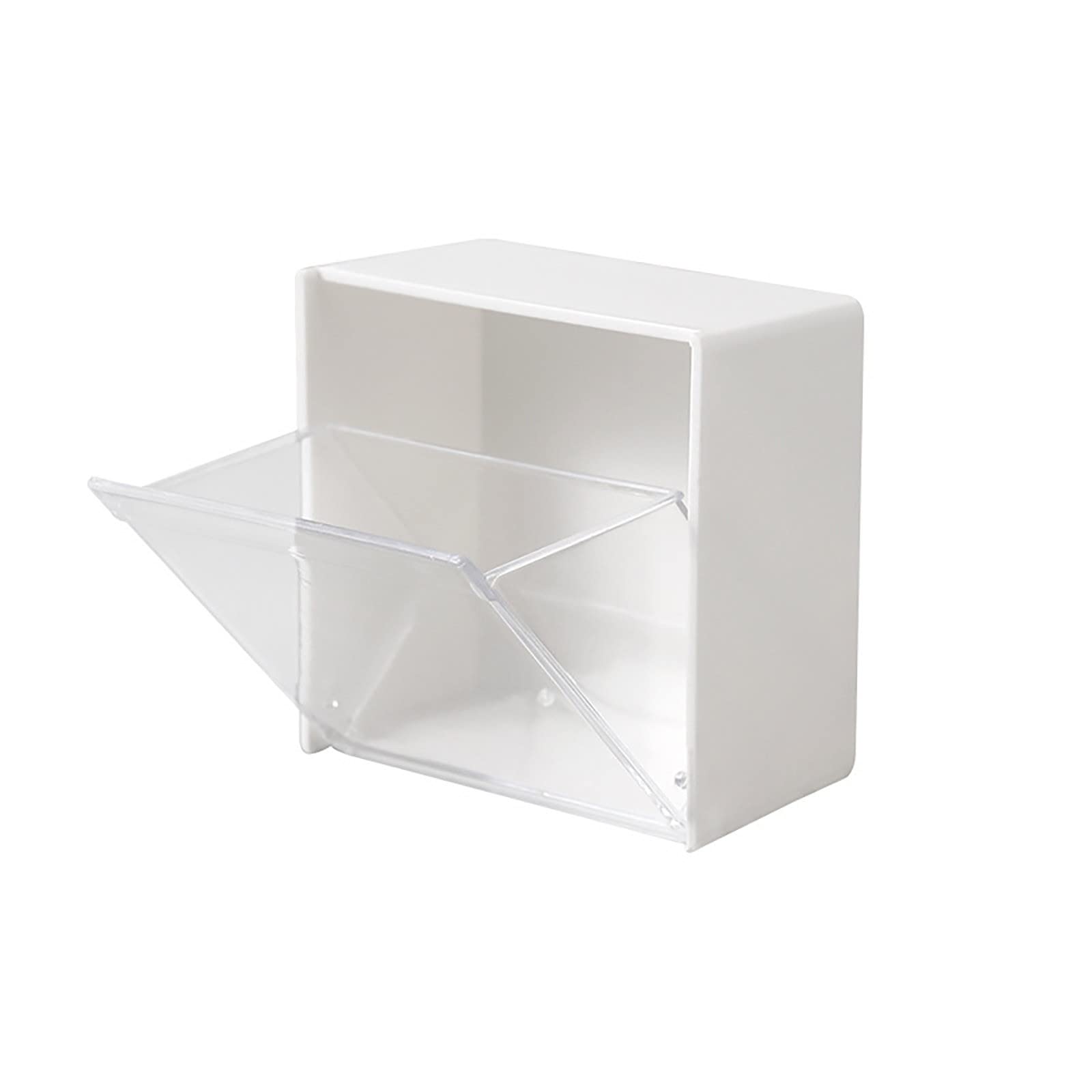 Clear Acrylic Wall Mounted Clamshell Storage Box - Self Adhesive Transparent Organizer for Household, Woodworking & Craft Supplies (White, One Size) - Perfect for Bathroom, Kitchen, Garage & Workshop Organization
