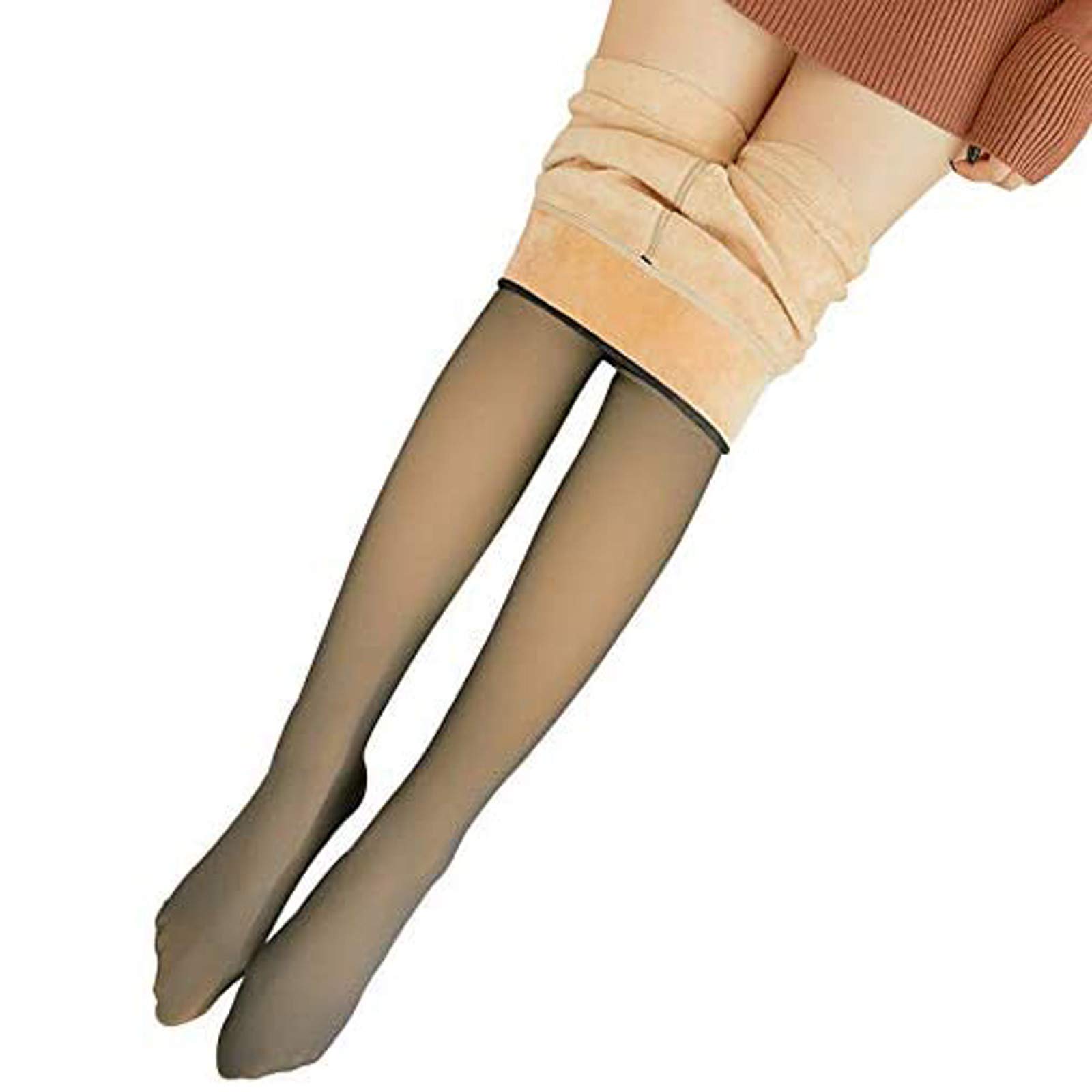 Through Meat Bottoming Fake Bare With Plush Outerwear Pants Leg Pants Pants Fleece Leggings For Women Winter