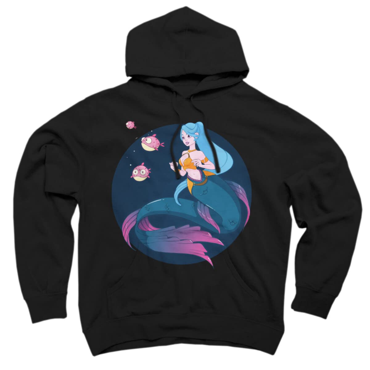 Design By Humans Unisex Mermaid Huntress Pullover Hoodie by Anhelga | Soft Cotton Sweatshirt for Men & Women | Perfect for Casual Wear, Cosplay & Fantasy Lovers