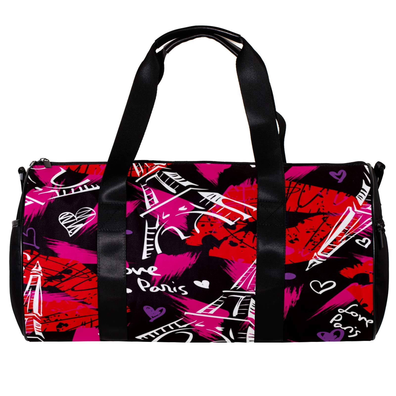DEYYA Large Sports Duffel Bag for Gym, Travel & Overnight - 45x23x23cm (17.7x9x9in) Waterproof Graffiti Design with Eiffel Tower Print - Perfect for Fitness, Workout, Weekend Getaways & Sports Equipment Storage