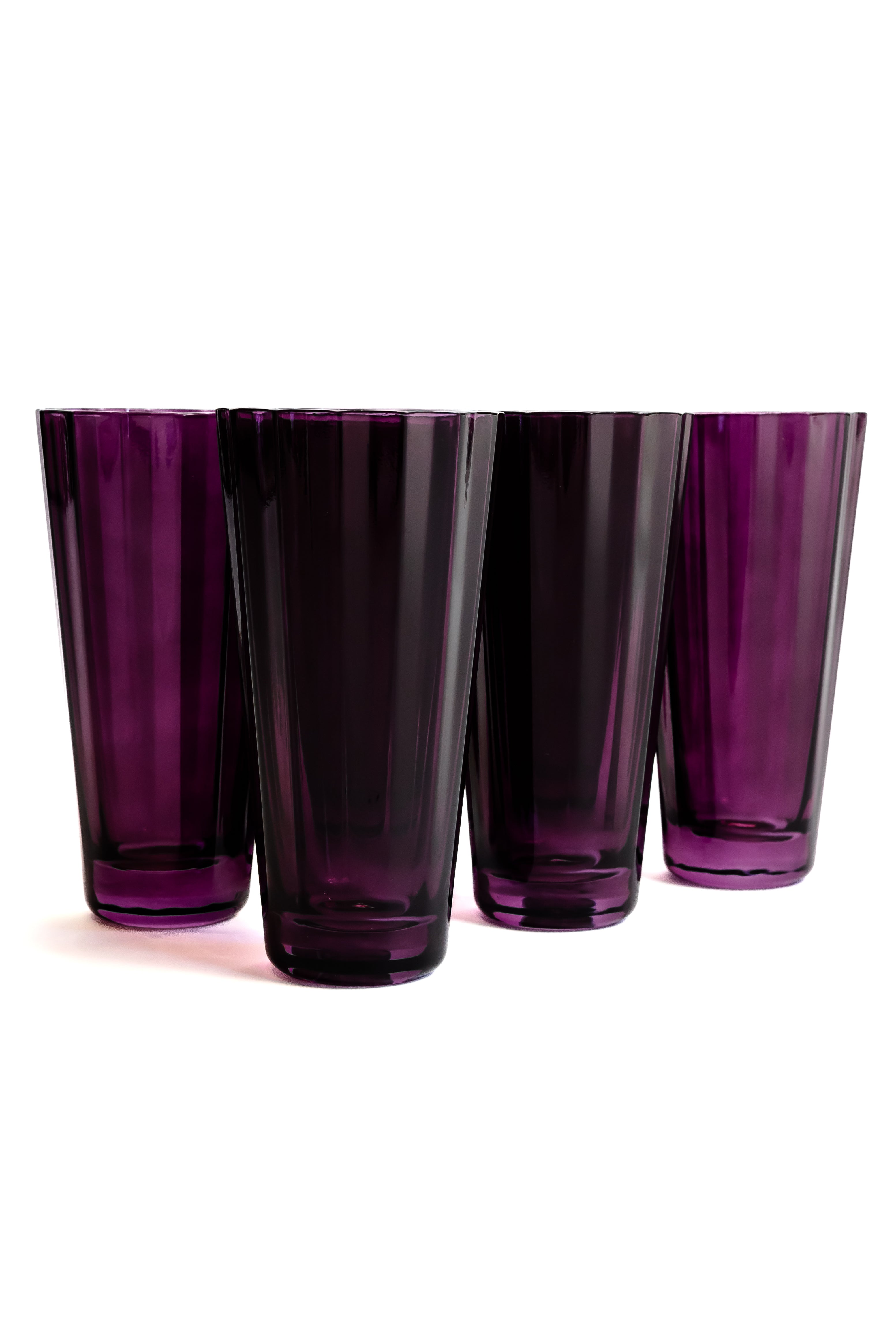 Estelle Colored Sunday Highball Glasses Set of 6 - Amethyst Purple Drinking Glasses for Cocktails, Iced Tea & Entertaining - Elegant Barware for Home, Parties & Gifts