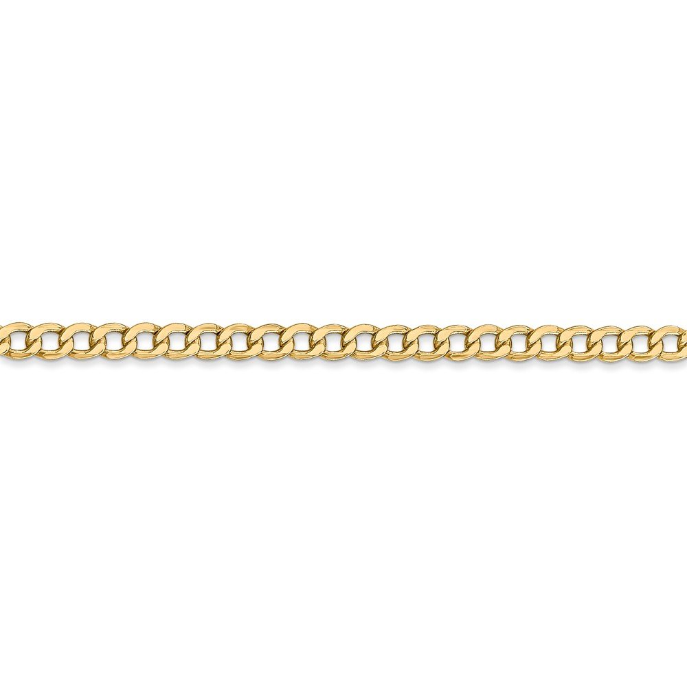 14K Yellow Gold 3.35mm Semi-Solid Curb Link Chain Bracelet - 7 Inch Length, Durable & Elegant Jewelry for Women, Perfect for Daily Wear, Gifts & Special Occasions