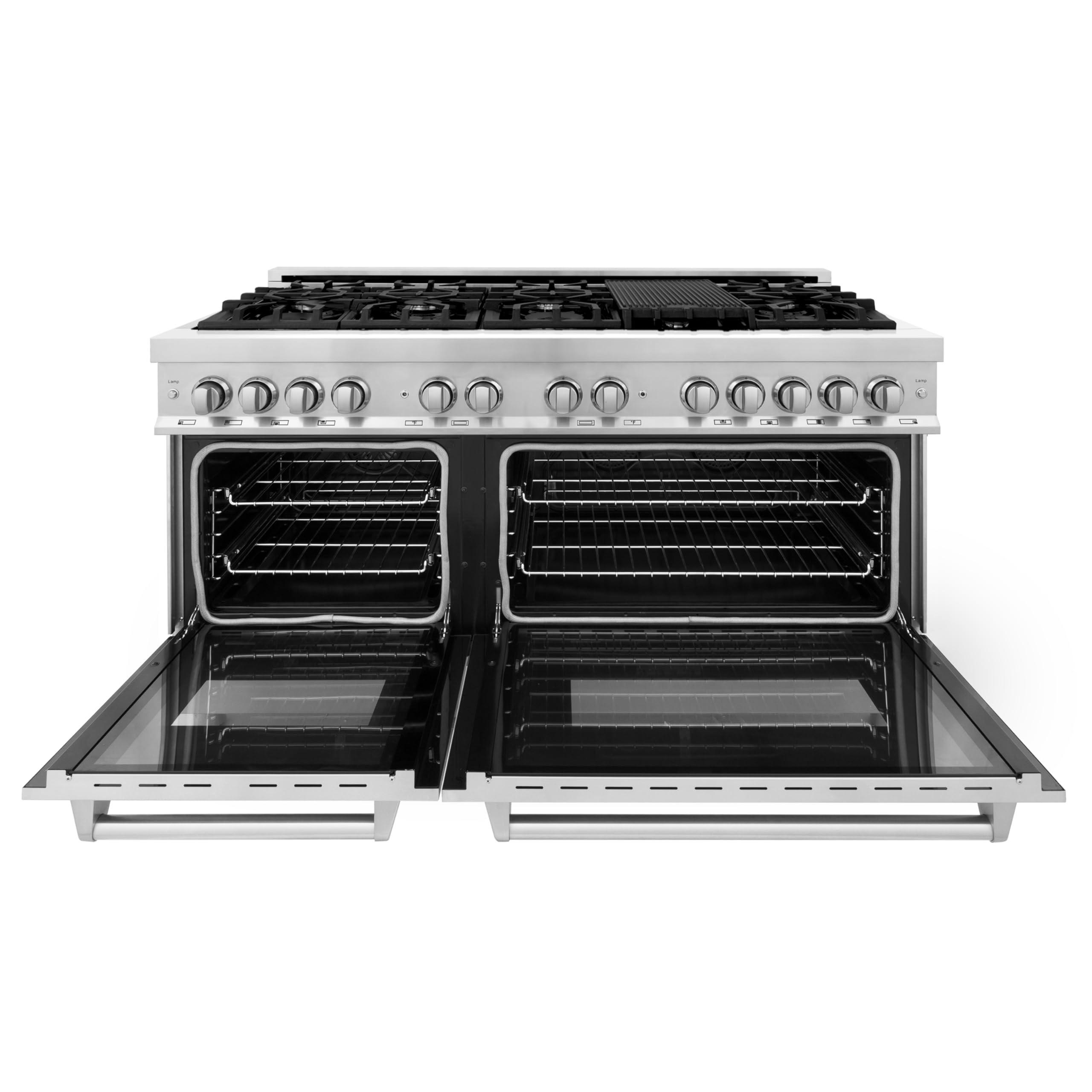 ZLINE RA60 60-Inch Stainless Steel Dual Fuel Range - 9 Burner Gas Cooktop & 2 Electric Convection Ovens - 7.4 cu. ft. Capacity - Professional Kitchen Appliance for Home Chefs & Cooking Enthusiasts