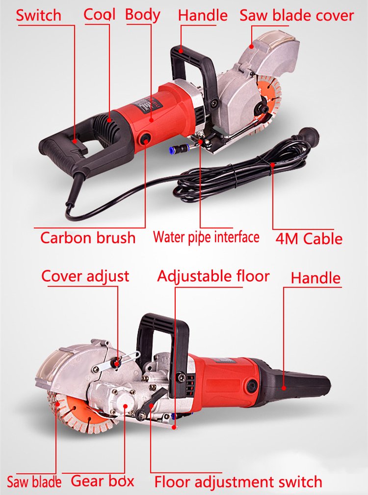 ELEOPTION 4KW 220V Electric Wall Chaser Machine - 40mm Wall Groove Cutting & Slotting Tool for Concrete, Brick & Stone - Perfect for Electrical Wiring, Plumbing & HVAC Installation
