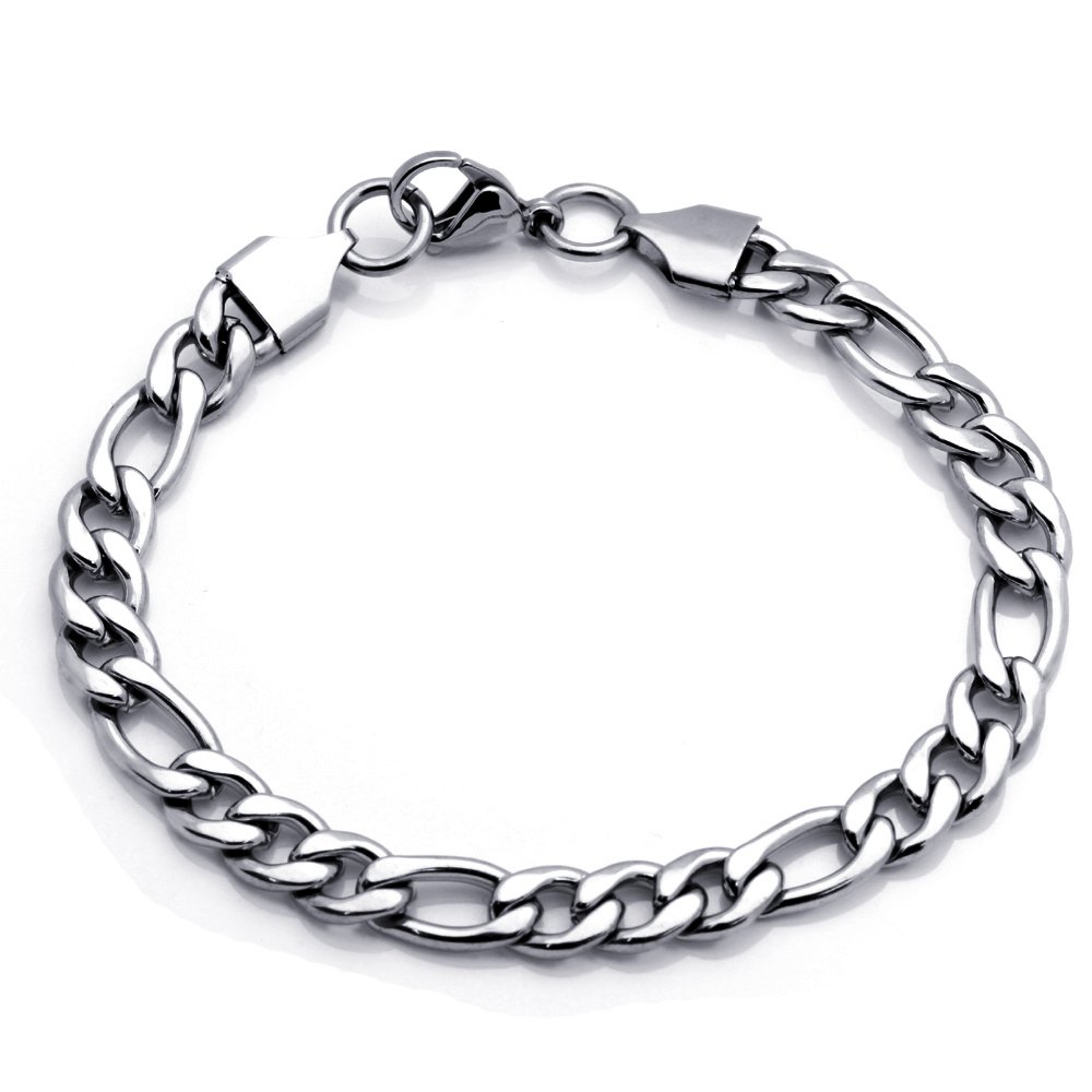 8mm Stainless Steel Figaro Chain Necklace for Men & Women - 8.5