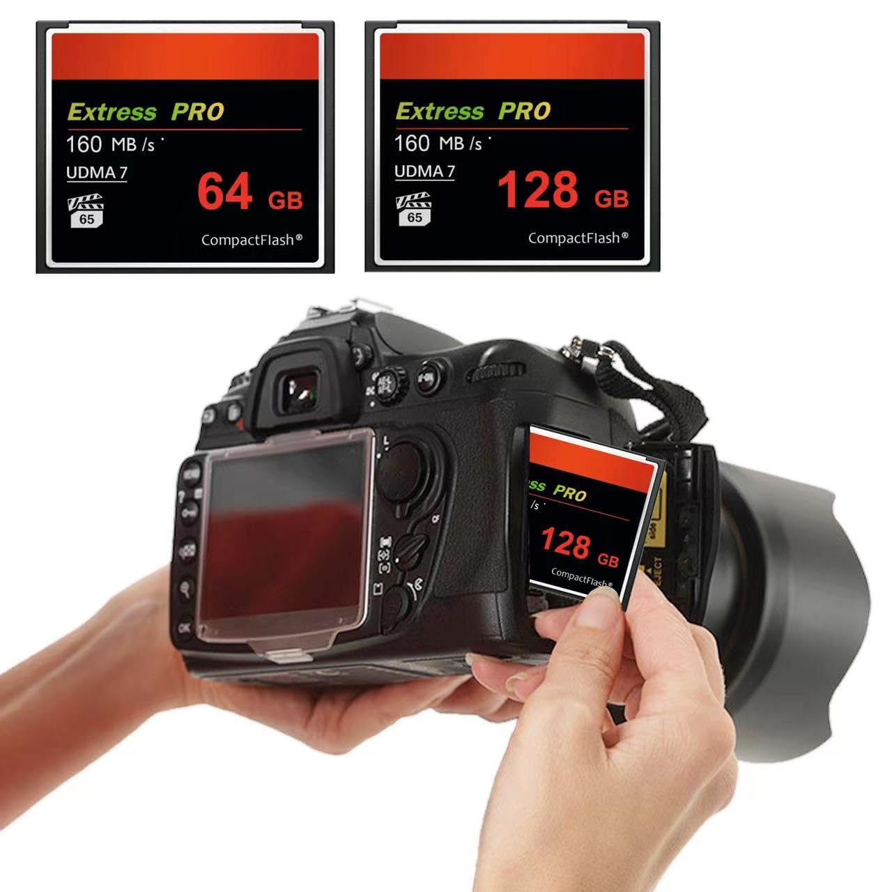 128GB CompactFlash Card - UDMA 160MB/s High-Speed CF Memory Card for DSLR & Professional Cameras - Perfect for 4K Video Recording & Burst Mode Photography
