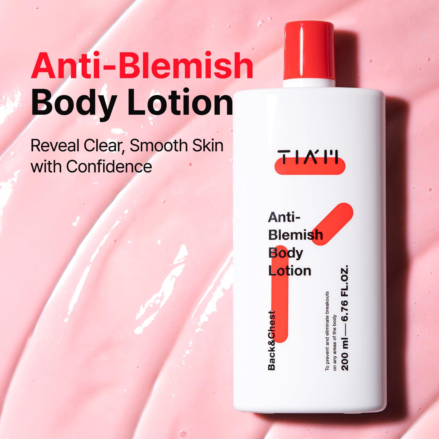 TIA'M Anti-Blemish Body Lotion for Acne Treatment - 6.76 Fl Oz Body Acne Cream for Bacne & Breakouts - Clear Skin Care for Back, Chest & Shoulders - Perfect for Gym, Sports & Active Lifestyles