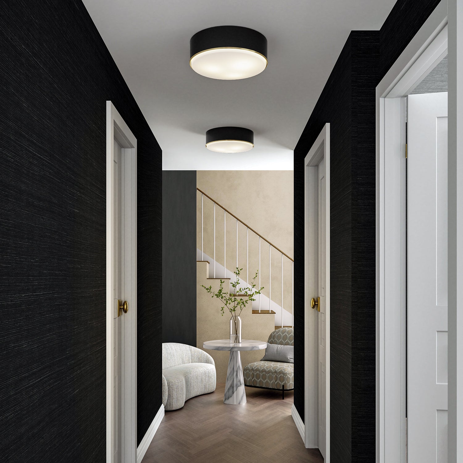 Zachary Flush Mount Ceiling Light - Modern LED Fixture for Bedroom, Kitchen, Hallway - Energy Efficient & Dimmable Lighting Solution