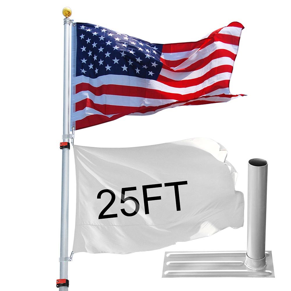 TheLAShop Adjustable Telescoping Flagpole with Heavy Duty Tire Mount - 20ft, 25ft, 30ft Extendable Flag Pole for Trucks, RVs & Boats | Perfect for Camping, Tailgating & Patriotic Displays
