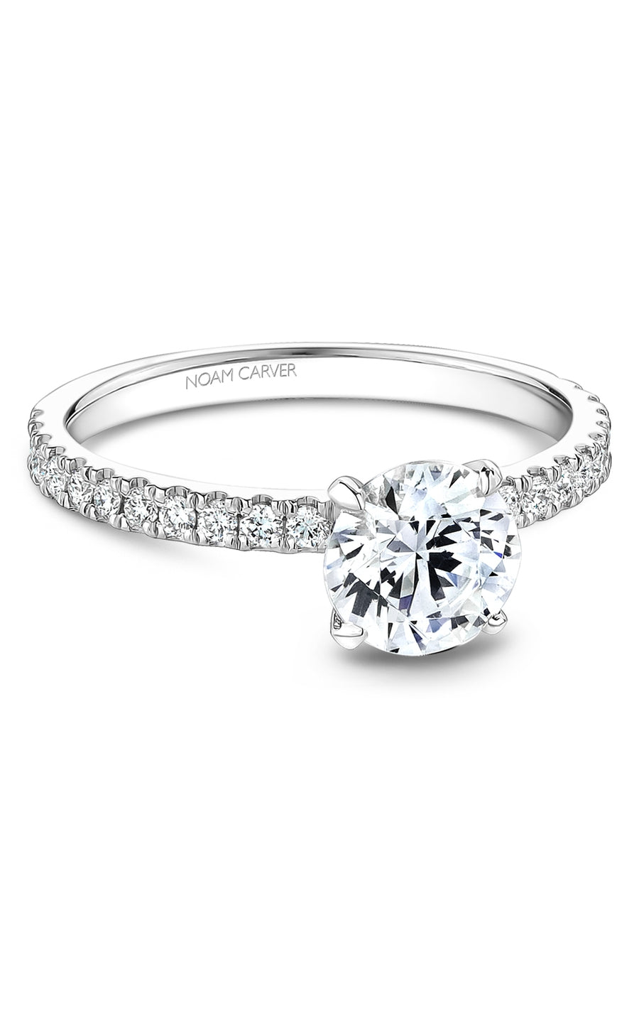 Noam Carver B501 01A Diamond Engagement Ring for Women - 14K White Gold Bridal Wedding Band, Perfect for Proposals, Anniversaries & Romantic Occasions