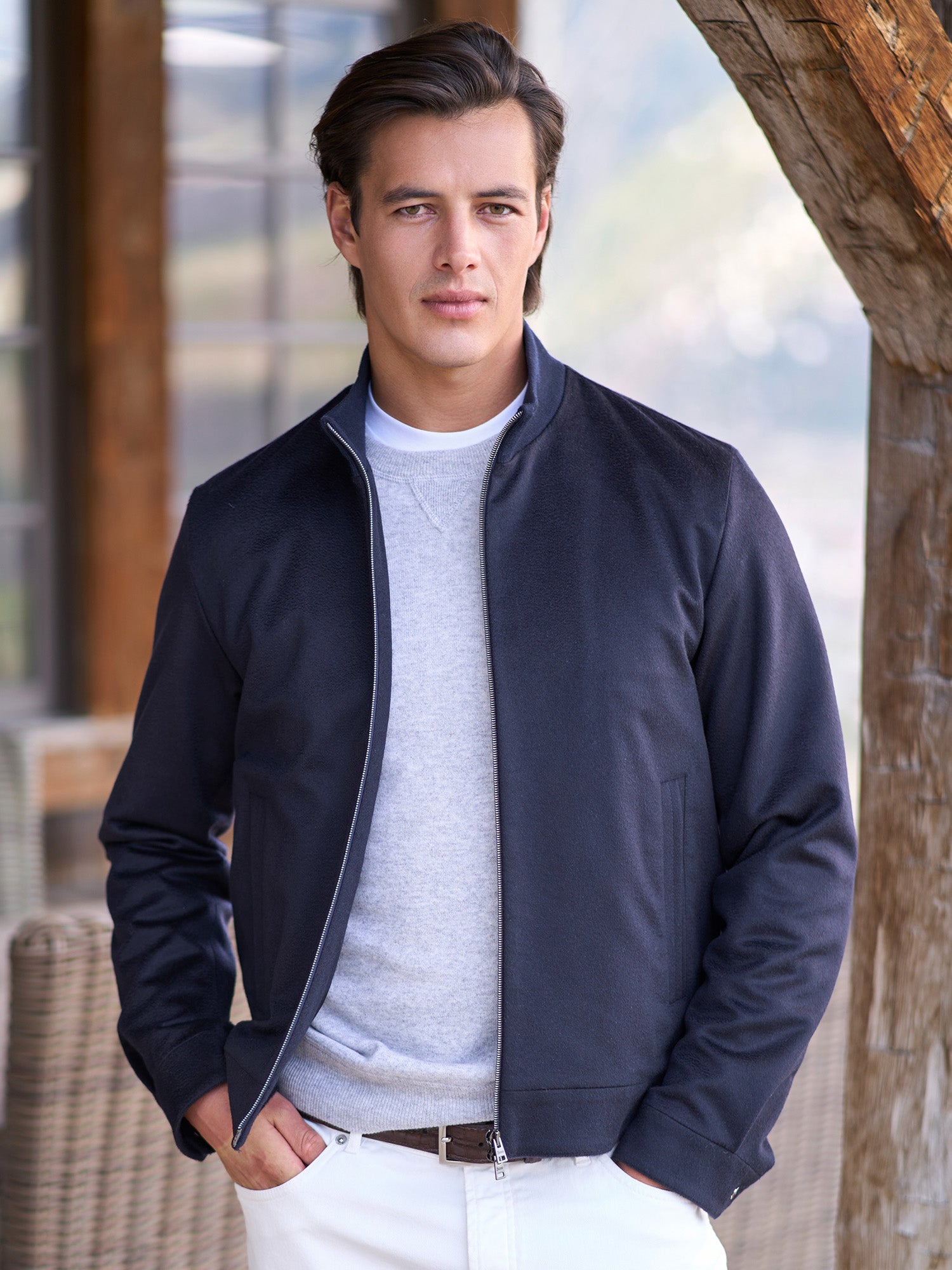 Luxury Cashmere Bomber Jacket for Men & Women - Soft Winter Coat with Zipper Closure - Perfect for Travel, Work & Casual Outfits