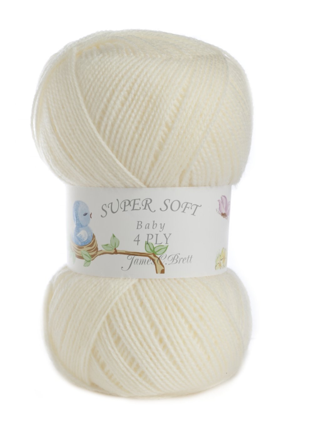 James Brett 4ply Baby Knitting Yarn 100g - Soft Cream BY9 for Newborn Clothes, Blankets & Crochet Projects