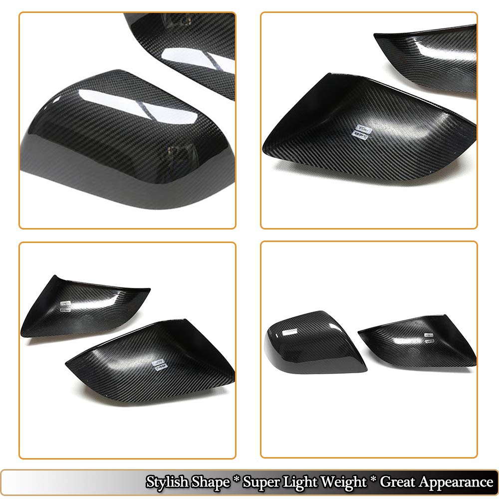 Premium Dry Carbon Fiber Mirror Caps for Tesla Model 3 (2017-2023) - OEM Style Side Rearview Mirror Covers - Lightweight & Durable Car Exterior Upgrade - Perfect for Street Racing & Show Car Enhancement
