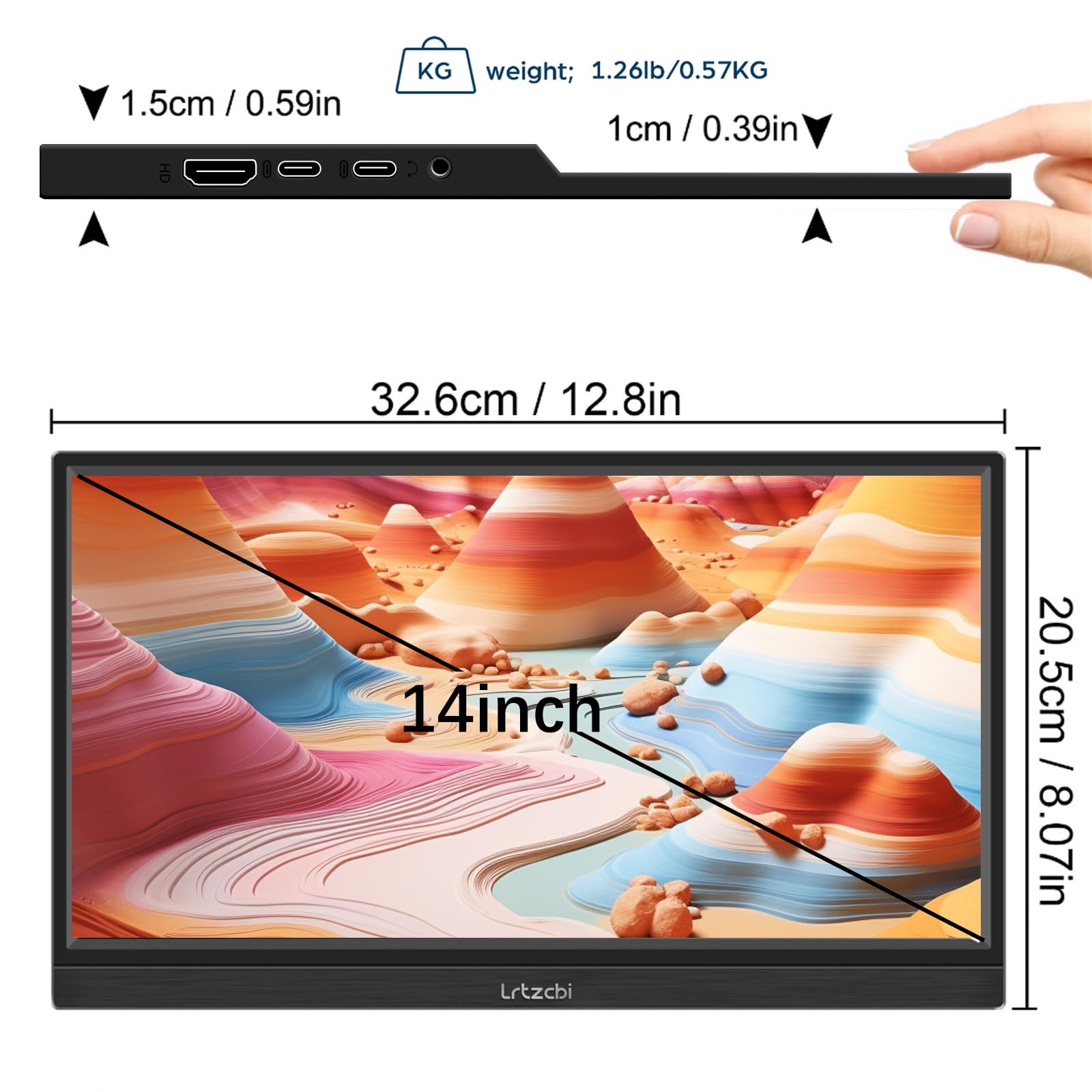 14 Inch Portable Touchscreen Monitor - IPS Full HD 1920x1080 USB-C HDMI Computer Display for Laptop, PC, Phone, Xbox, Switch, PS4, Raspberry Pi - Perfect for Gaming, Work & Travel