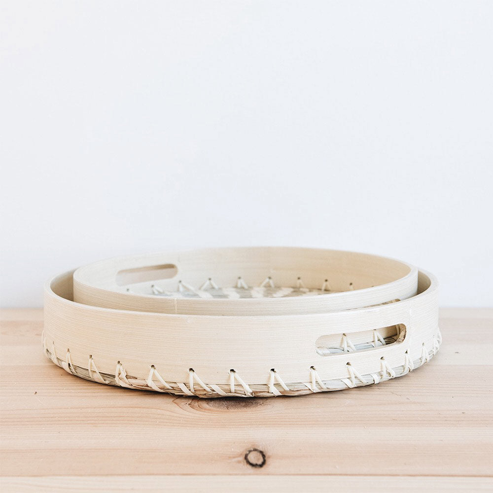 Lola Woven Bamboo Tray - Natural Eco-Friendly Serving Tray for Dining, Kitchen, and Home Decor | Perfect for Entertaining, Snacks, and Organizing Jewelry
