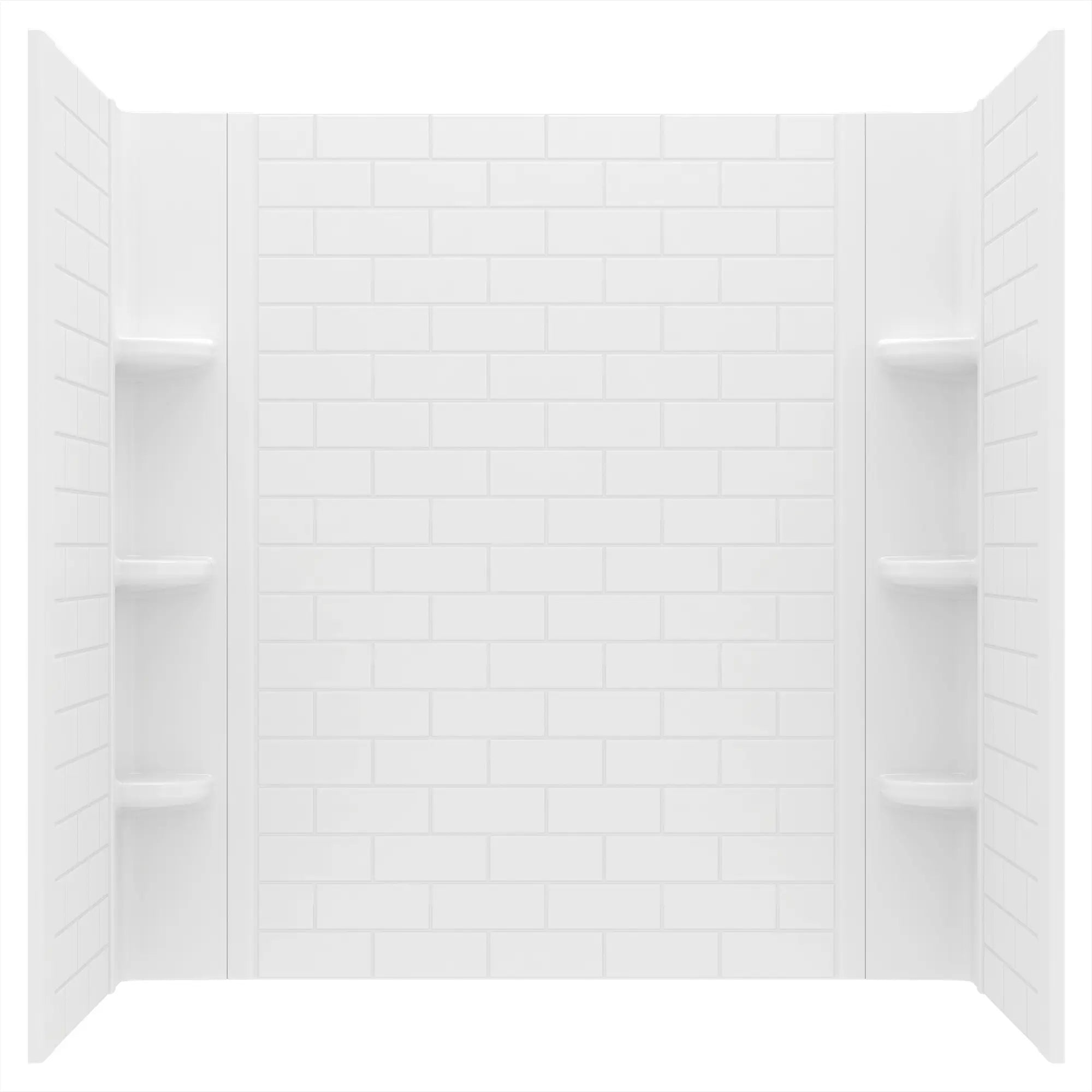 60x60 Inch Subway Tile Pattern 3-Piece Bathtub Surround Kit - Waterproof & Easy to Install - Perfect for Bathroom Renovation & Modern Home Decor