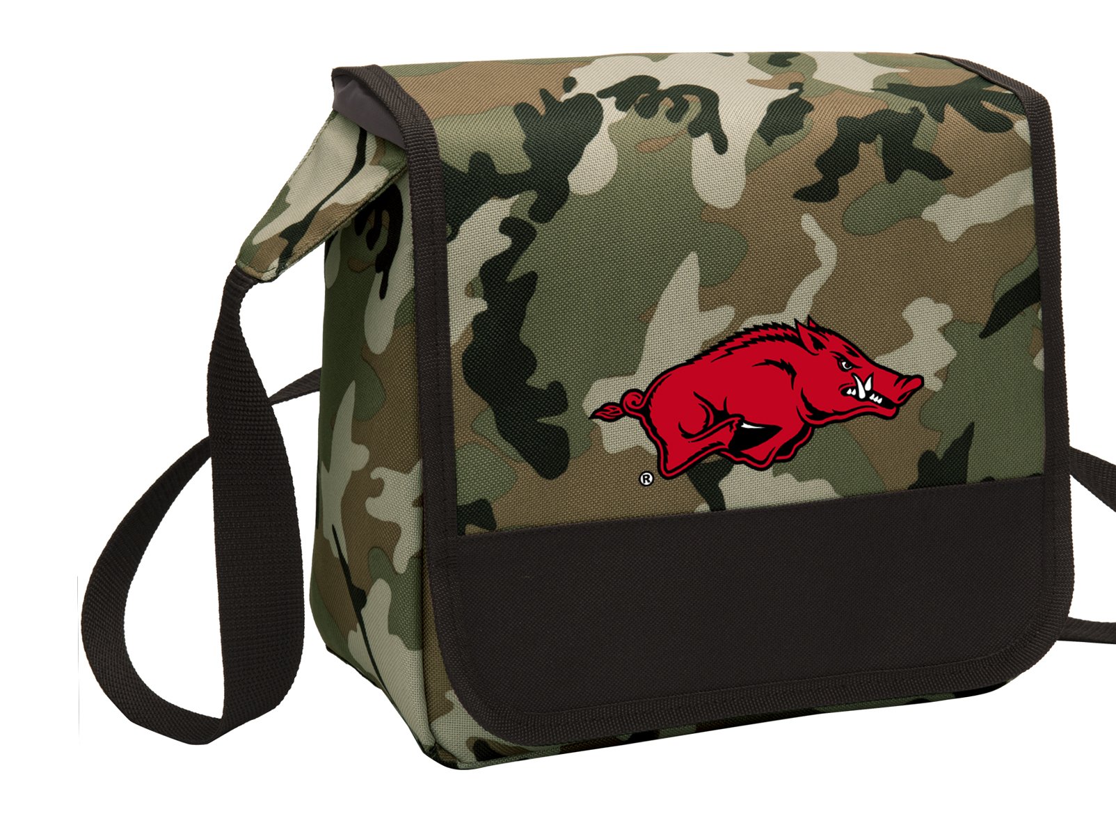 University of Arkansas Razorbacks Camo Lunch Bag - Insulated Shoulder Lunch Box for School, Work & Outdoor Activities | Arkansas Razorbacks Fan Gear