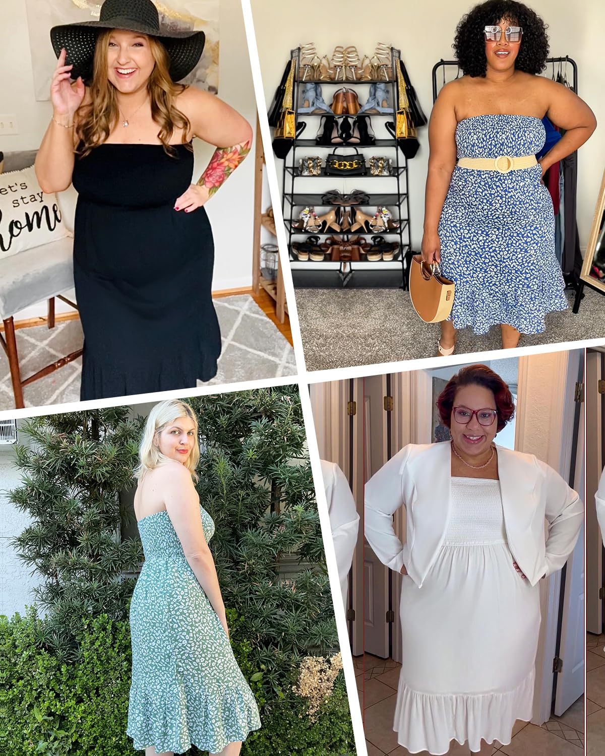 Plus Size Summer Dresses for Women - Strapless Tube Top Sundress Casual Beach Cover Up | Boho Midi Dress Swimsuit Cover | Perfect for Pool Party, Vacation & Summer Outfits 2025