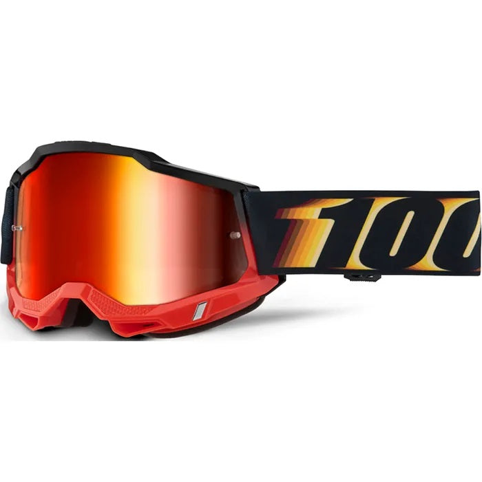 Accuri 2 MX Goggles with Mirror Lens - 100% UV Protection for Motocross, Cycling & Outdoor Sports | Durable & Anti-Fog Safety Eyewear