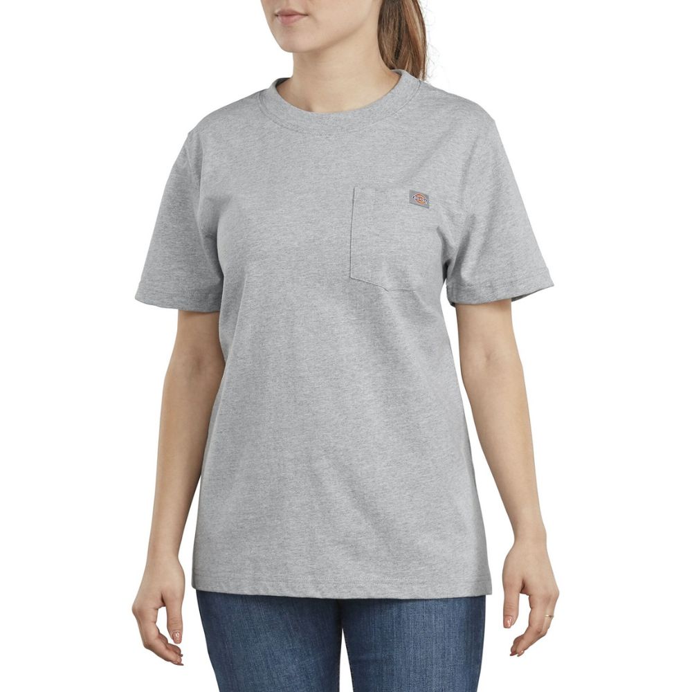 Dickies Women's Heavyweight Short Sleeve T-Shirt FS450 - Grey | Durable Cotton Work Shirt for Construction, Landscaping & Casual Wear