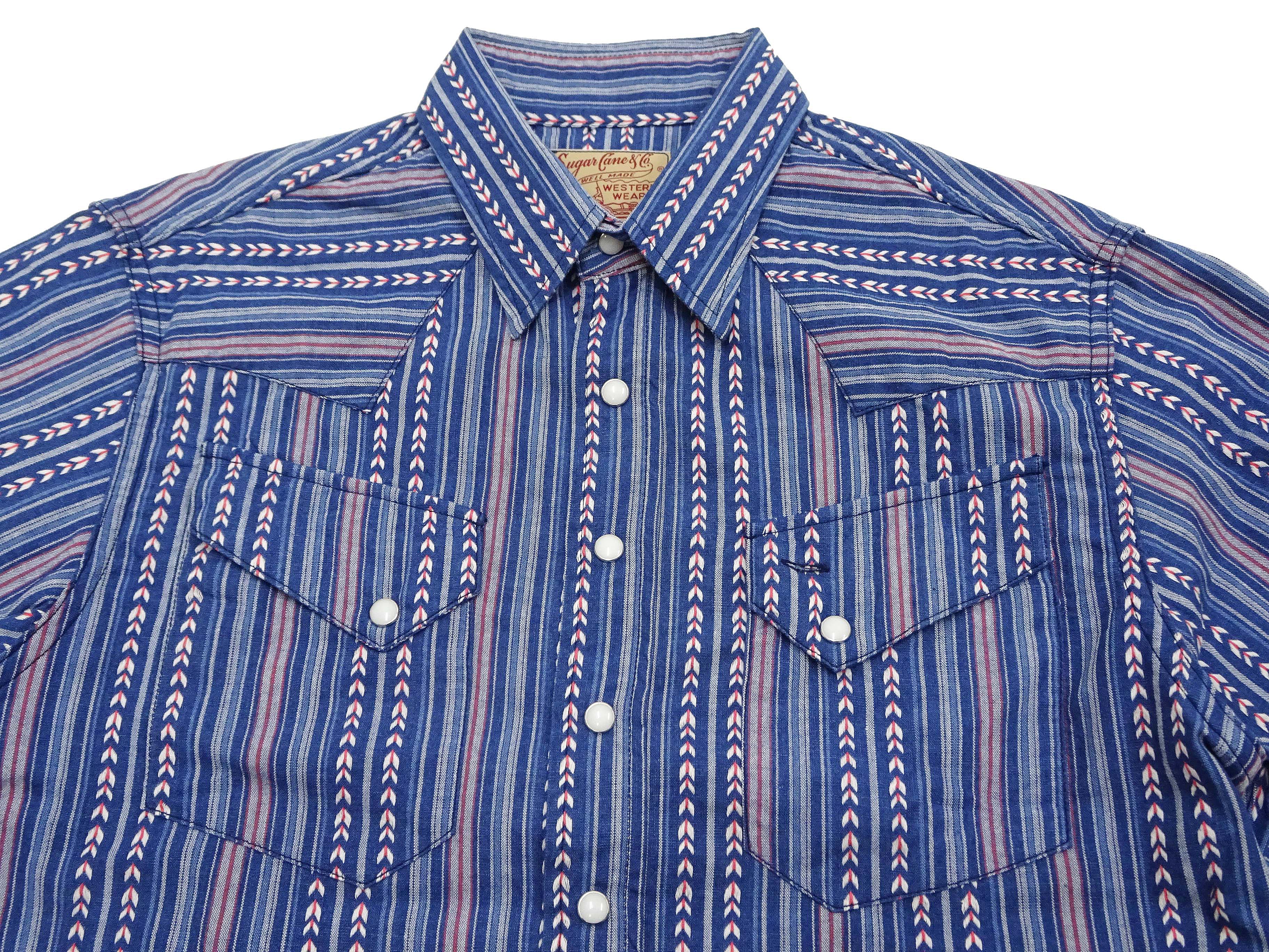 Men's Western Long Sleeve Shirt - Sugar Cane Stripe Serape Style (SC28998) | 125/Blue | Perfect for Country Music Festivals & Rodeo Events