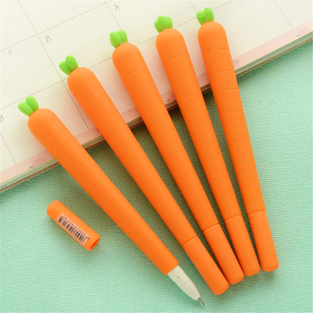 Cartoon Carrot-Shaped Gel Pens - 12-Pack Cute Creative Ballpoint Pens for Office, School & Art Supplies | Fun Writing Utensils for Kids, Journaling & Gift Giving
