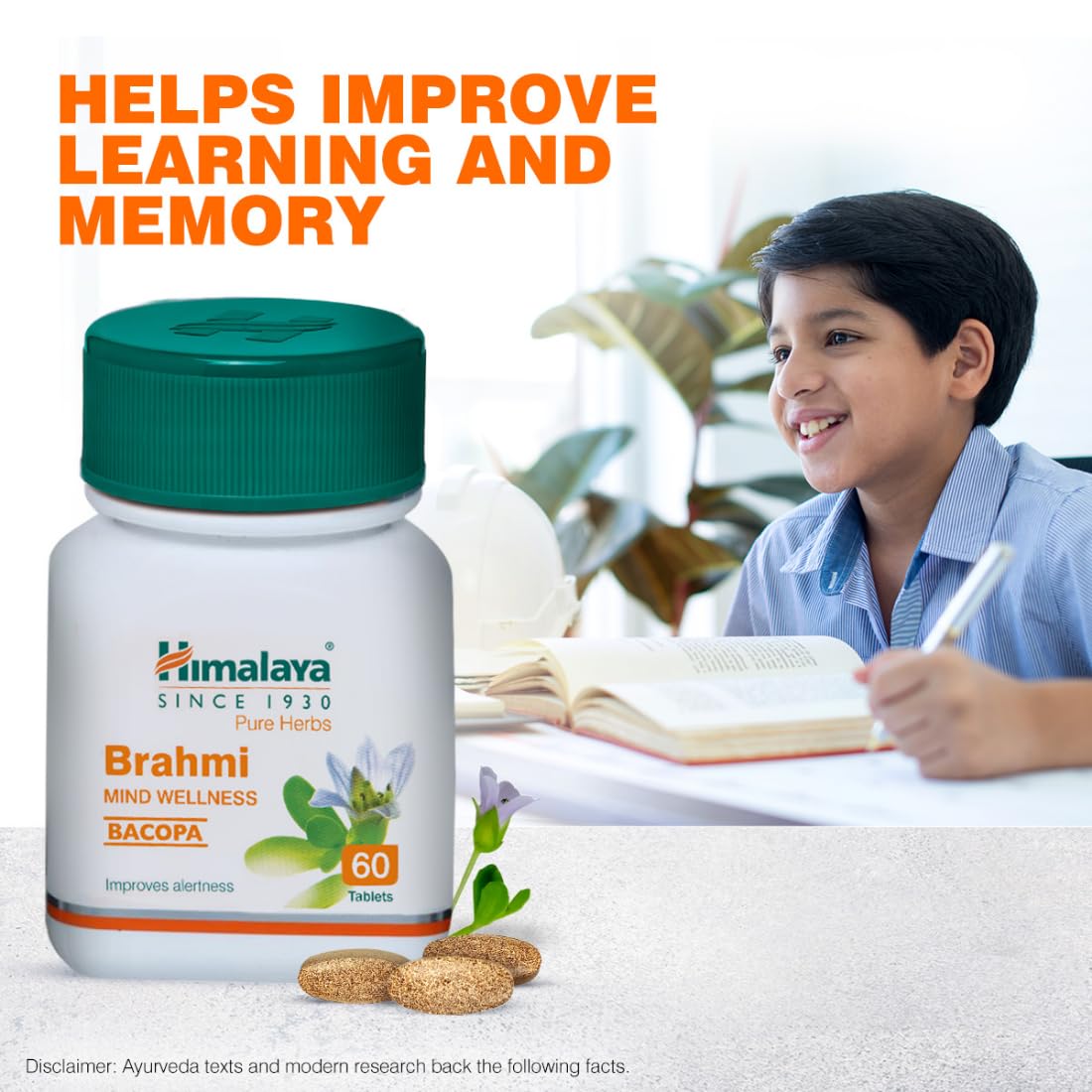 Himalaya Wellness Pure Herbs Brahmi Mind Wellness Supplement | 60 Tablets | Improves Alertness & Cognitive Function | Natural Brain Support for Focus, Memory & Stress Relief | Ideal for Students, Professionals & Busy Lifestyles