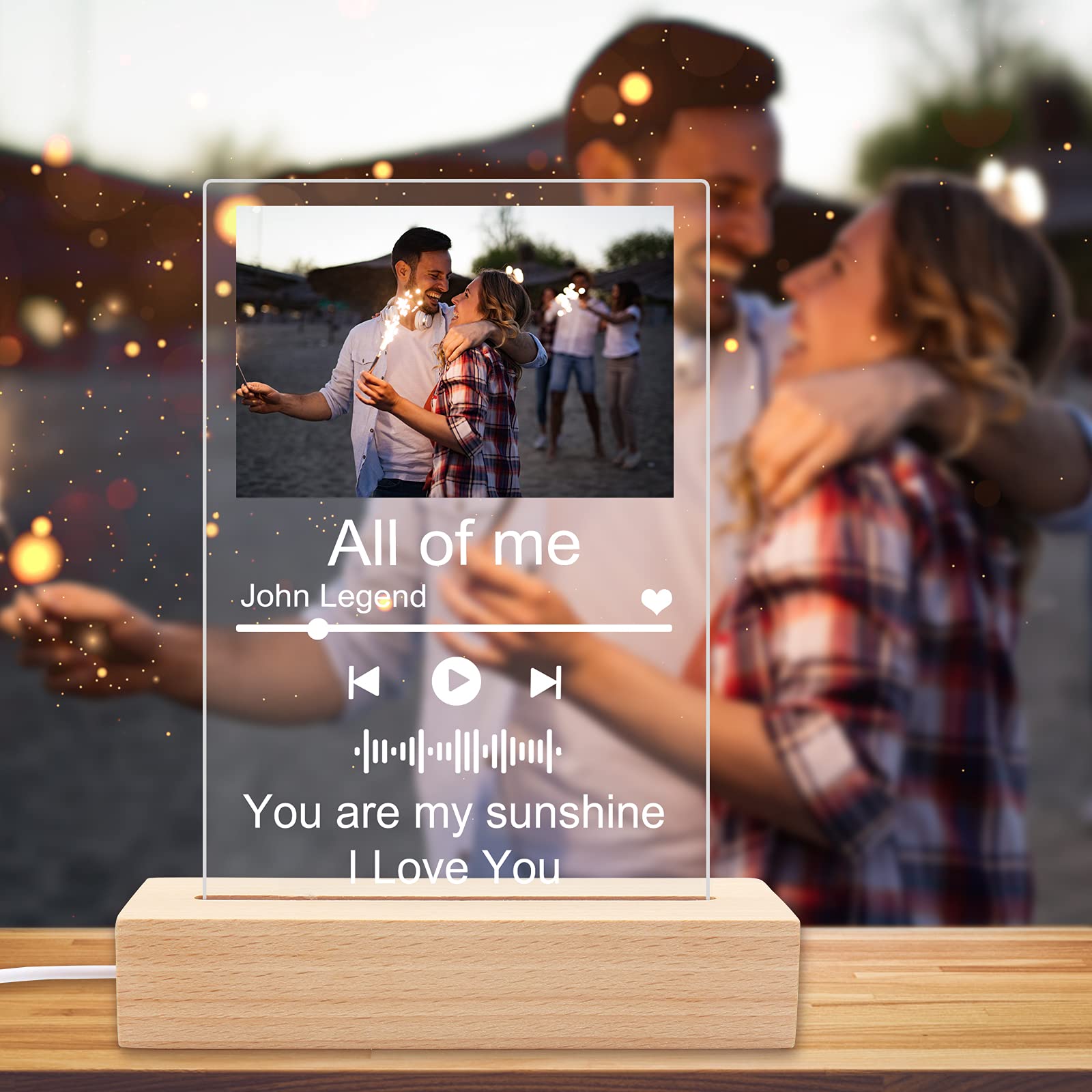 Personalized LED Night Light with Custom Music Photo Album - Acrylic Glass Art Lamp for Mother's Day, Birthday, Wedding Anniversary - Perfect for Bedroom Decor, Nursery, Romantic Gifts & Home Ambiance