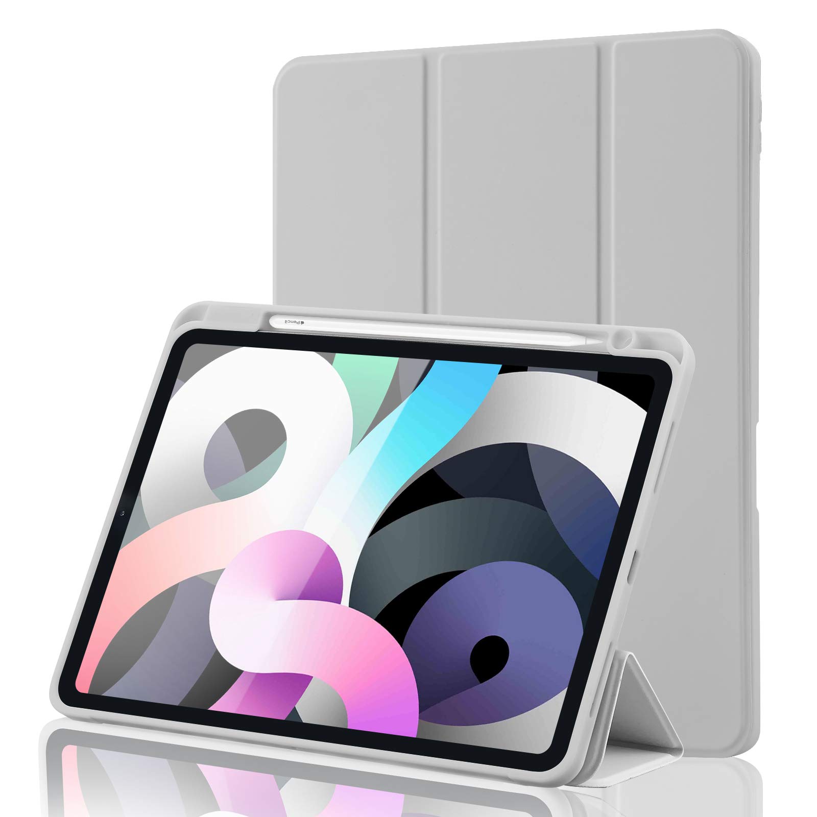 iPad Air 5th Generation Case 2022 & iPad Air 4th Generation Case 2020 - 10.9 Inch Protective Cover with Pencil Holder | Full Body Protection, Apple Pencil 2 Charging, Auto Wake/Sleep | Smart Stand Case (Gray) - Perfect for Work, School & Travel