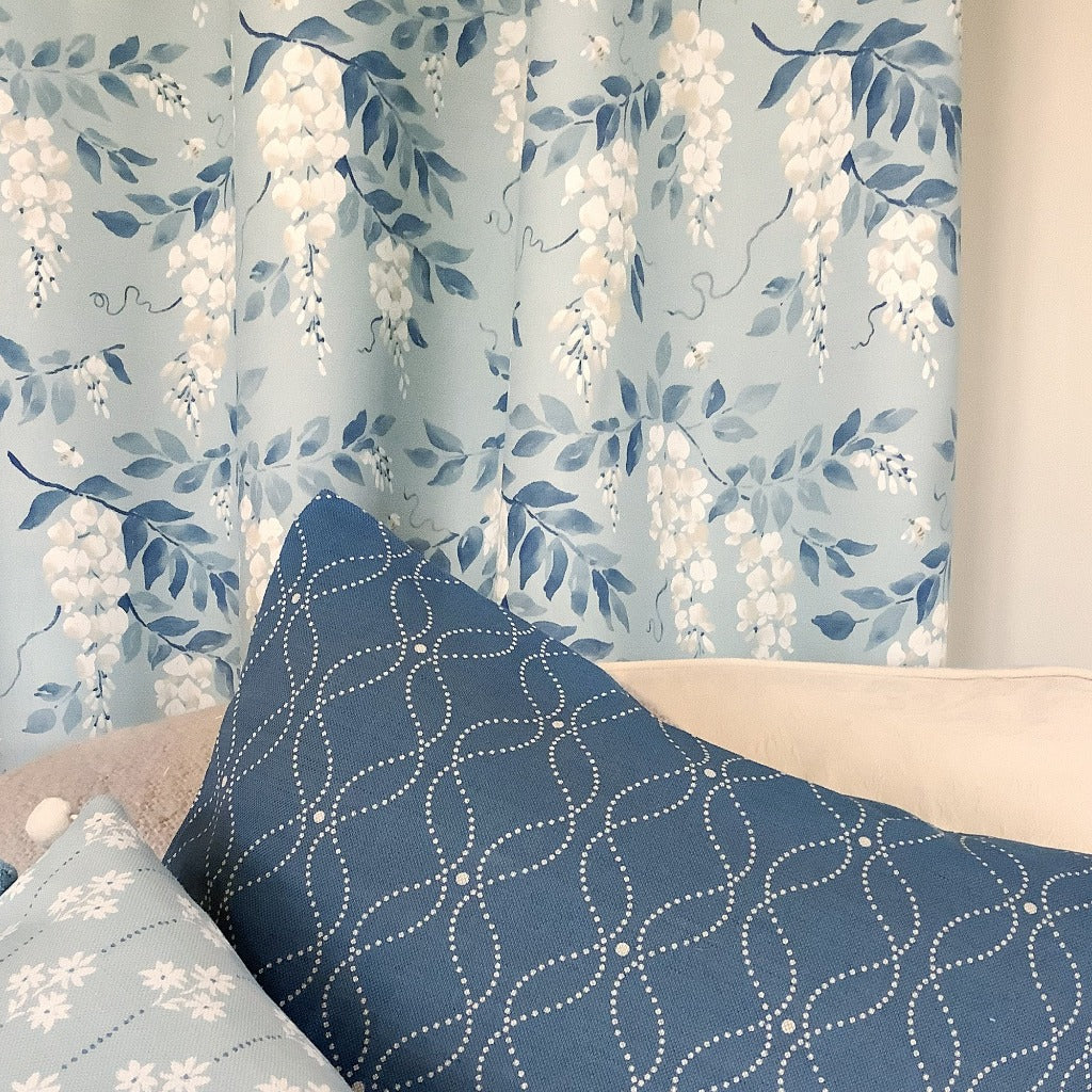 Mollie Fabric Natural On Denim - Premium Cotton Fabric for DIY Sewing, Upholstery & Home Decor Projects