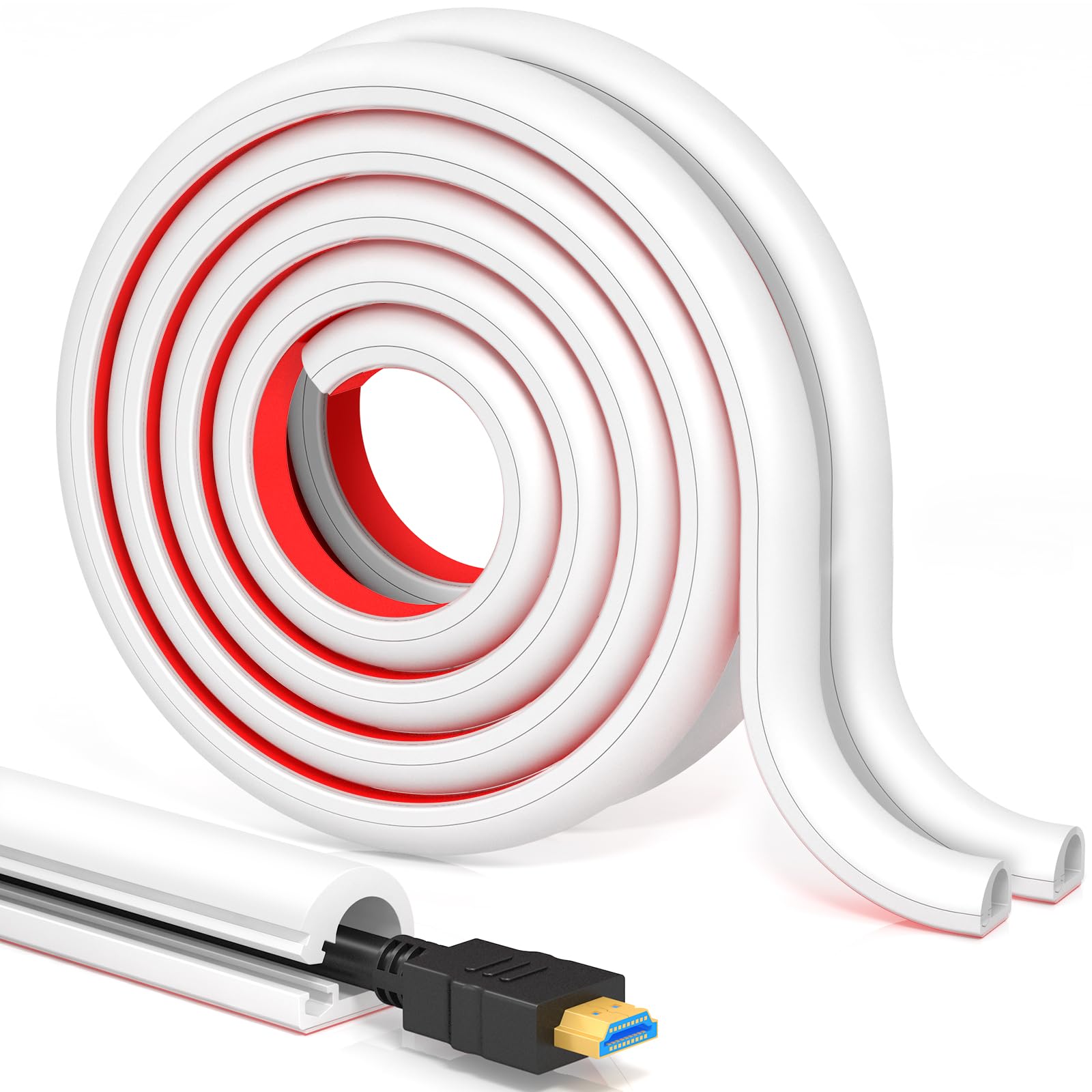 Aocii 157in Self-Adhesive Wall Cord Cover - Flexible TV Cable Concealer for Wall Mounted TVs (0.39