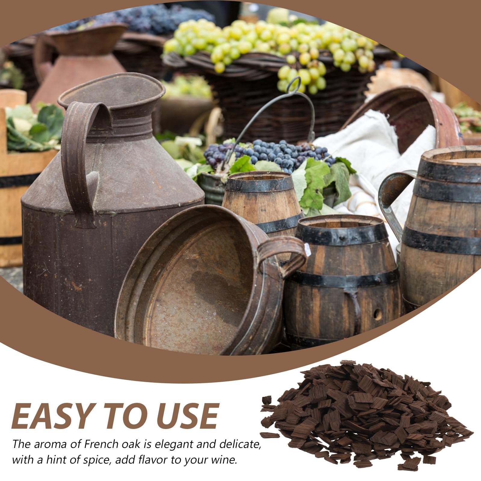 Premium French Oak Chips for Wine Making - 3.5oz Heavy Toasted Oak Wood Chips for Home Brewing, Whiskey & Brandy Aging - Enhance Flavor & Aroma - Perfect for Home Winemakers & Craft Distillers