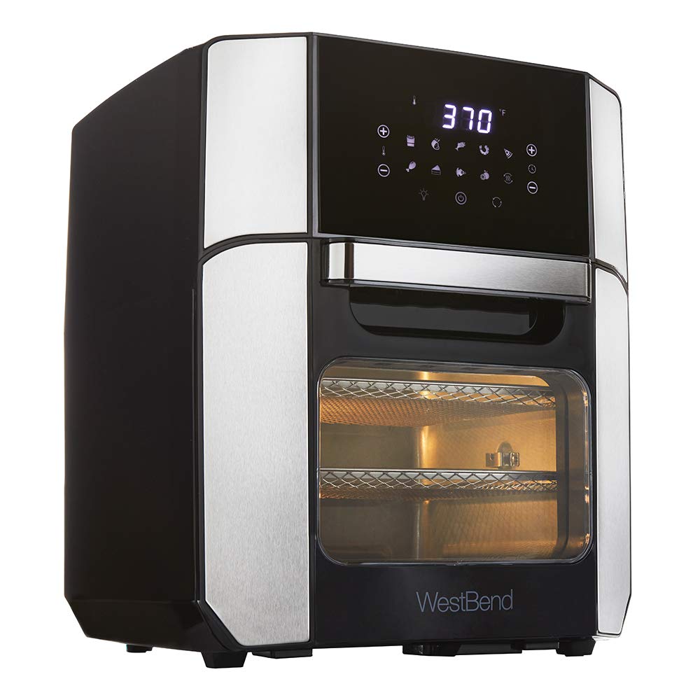 West Bend AFWB12BK13 12.6 Quart Digital Air Fryer Oven with Rotisserie - 1700W Countertop Convection Cooker with 10 Preset Menus for Roasting, Baking & Frying - Perfect for Family Dinners, Meal Prep & Healthy Cooking (Black)