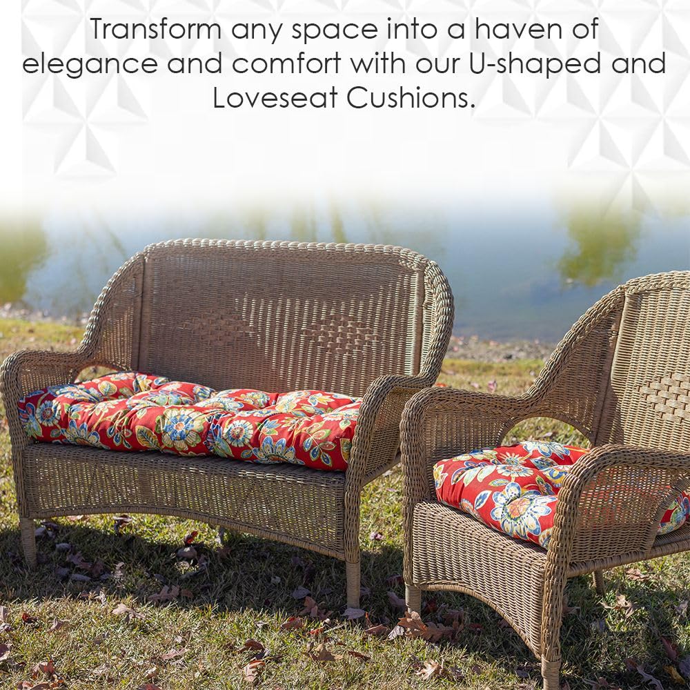 Sunbrella Tufted Wicker Loveseat Cushion 41