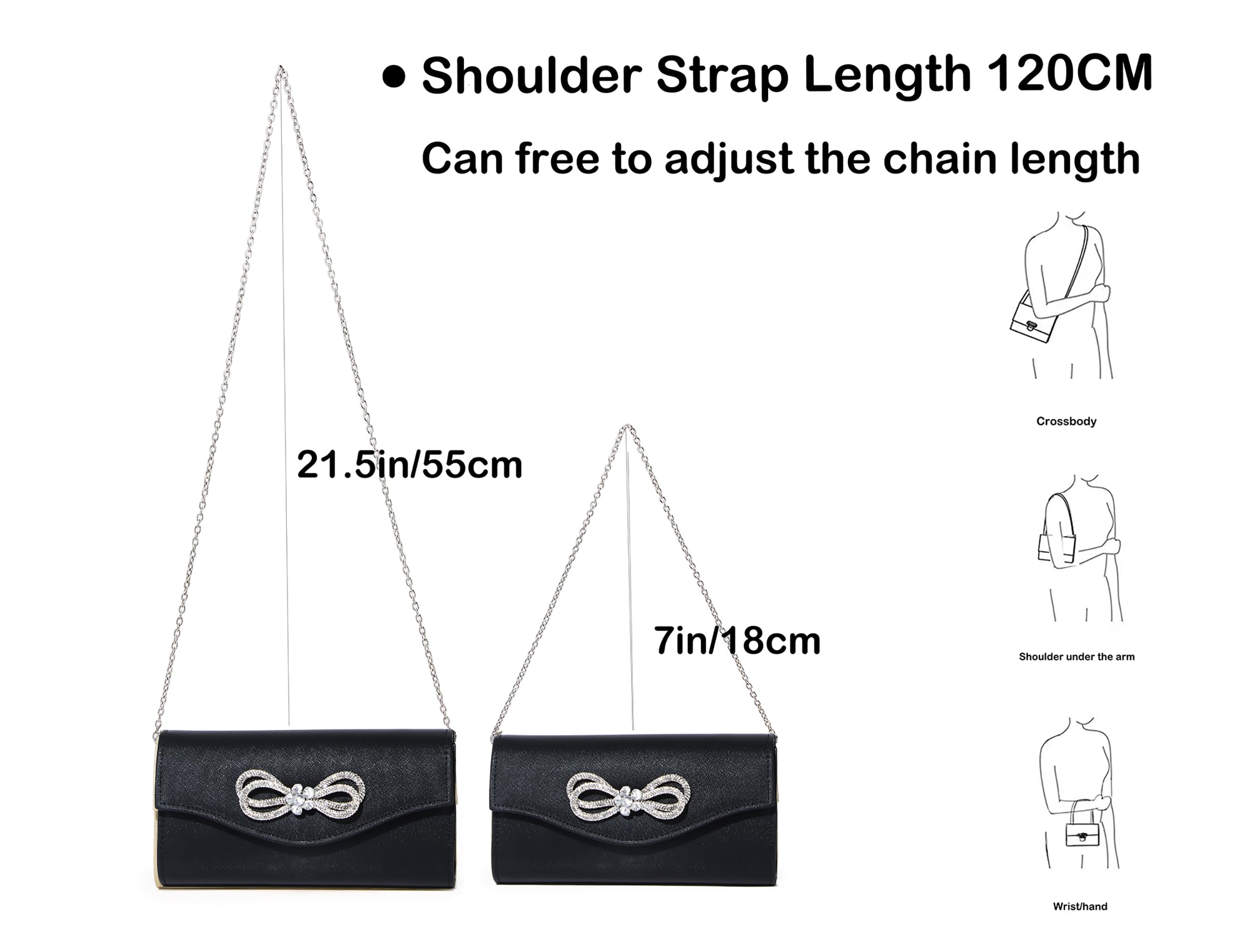 Elegant Women's Diamond Bow Rhinestone Clutch Purse for Wedding, Prom, Cocktail Party & Formal Events - Sparkling Evening Handbag for Special Occasions